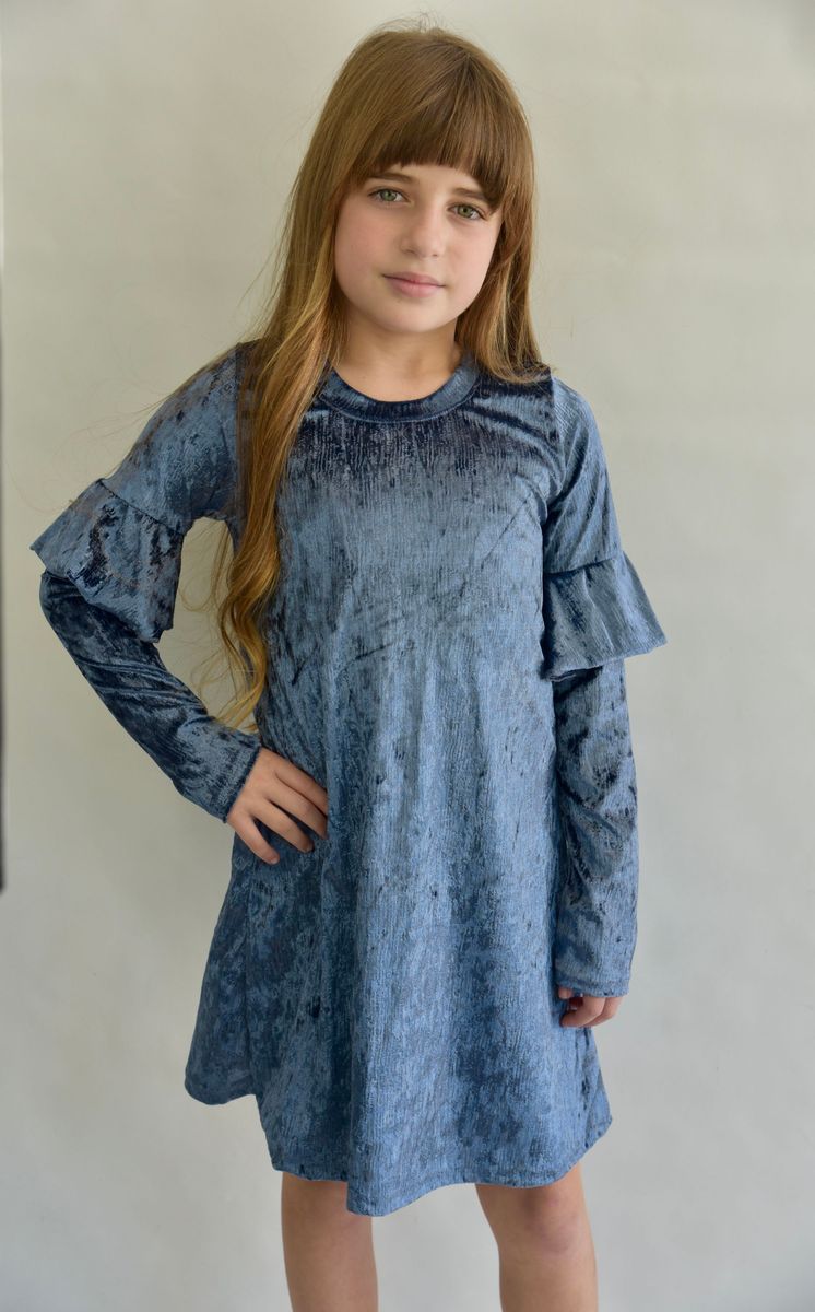 Area Code 407 Velvet Ruffle A-line Dress