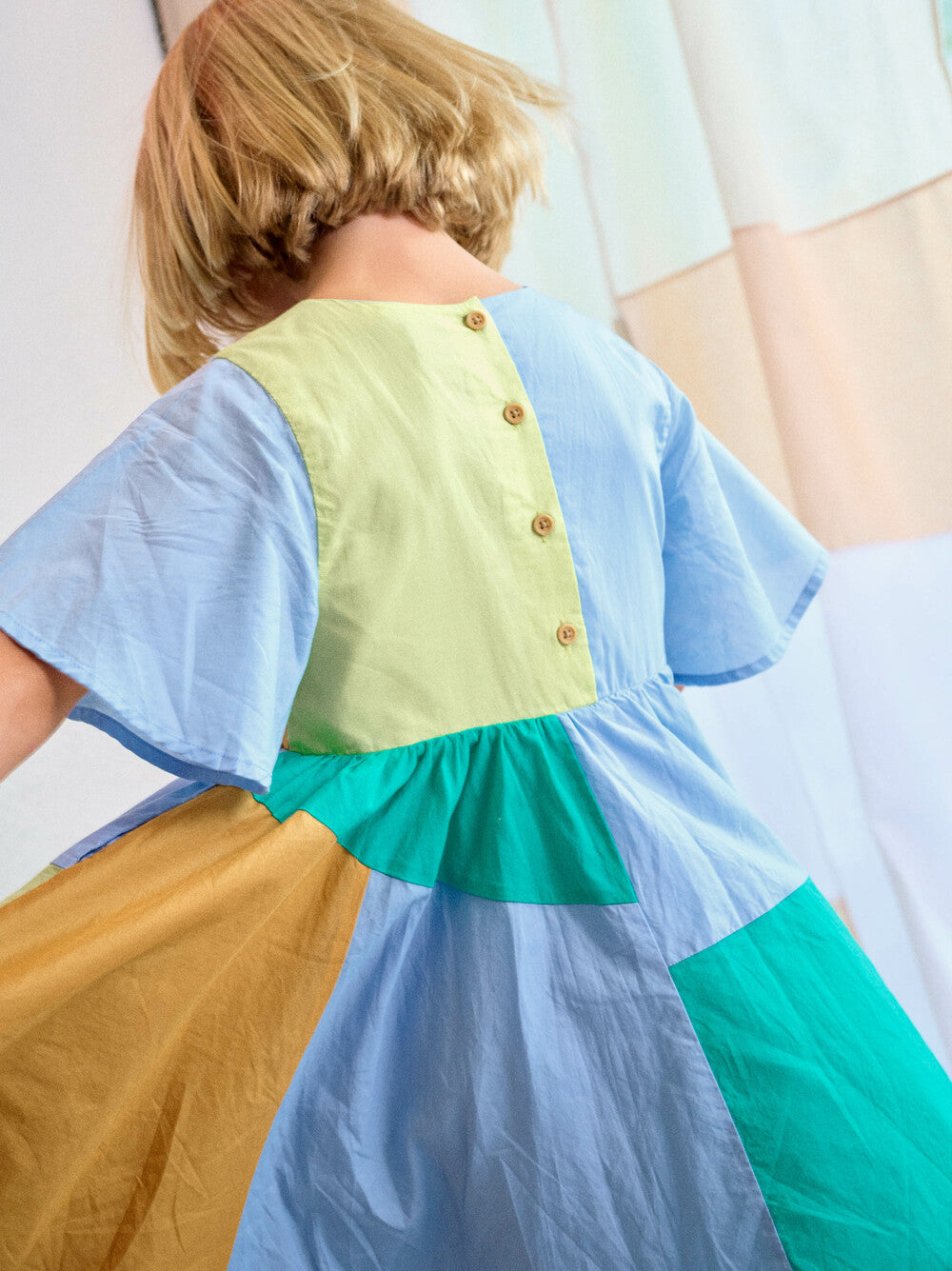 Tea Butterfly Sleeve Jogakbo Dress