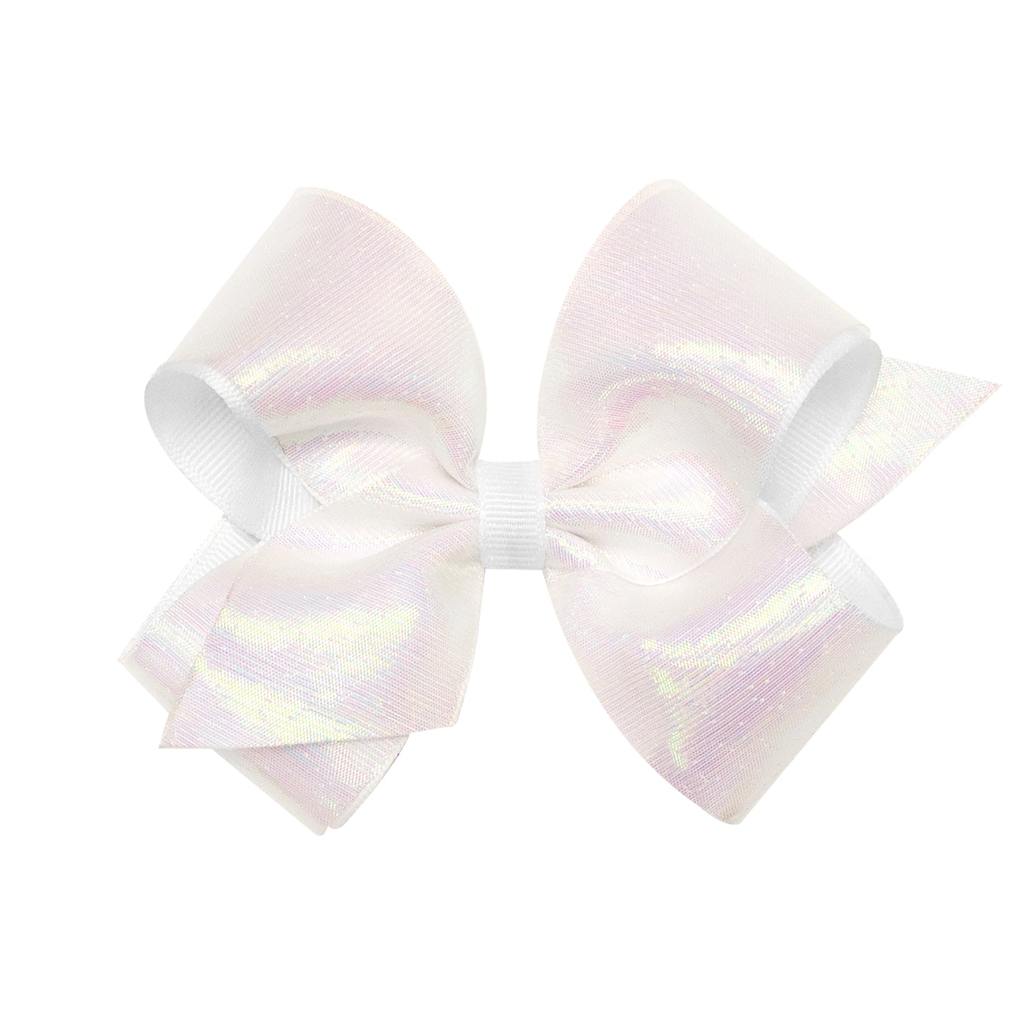 Wee Ones Medium Sheer Iridescent and Grosgrain Overlay Hair Bow