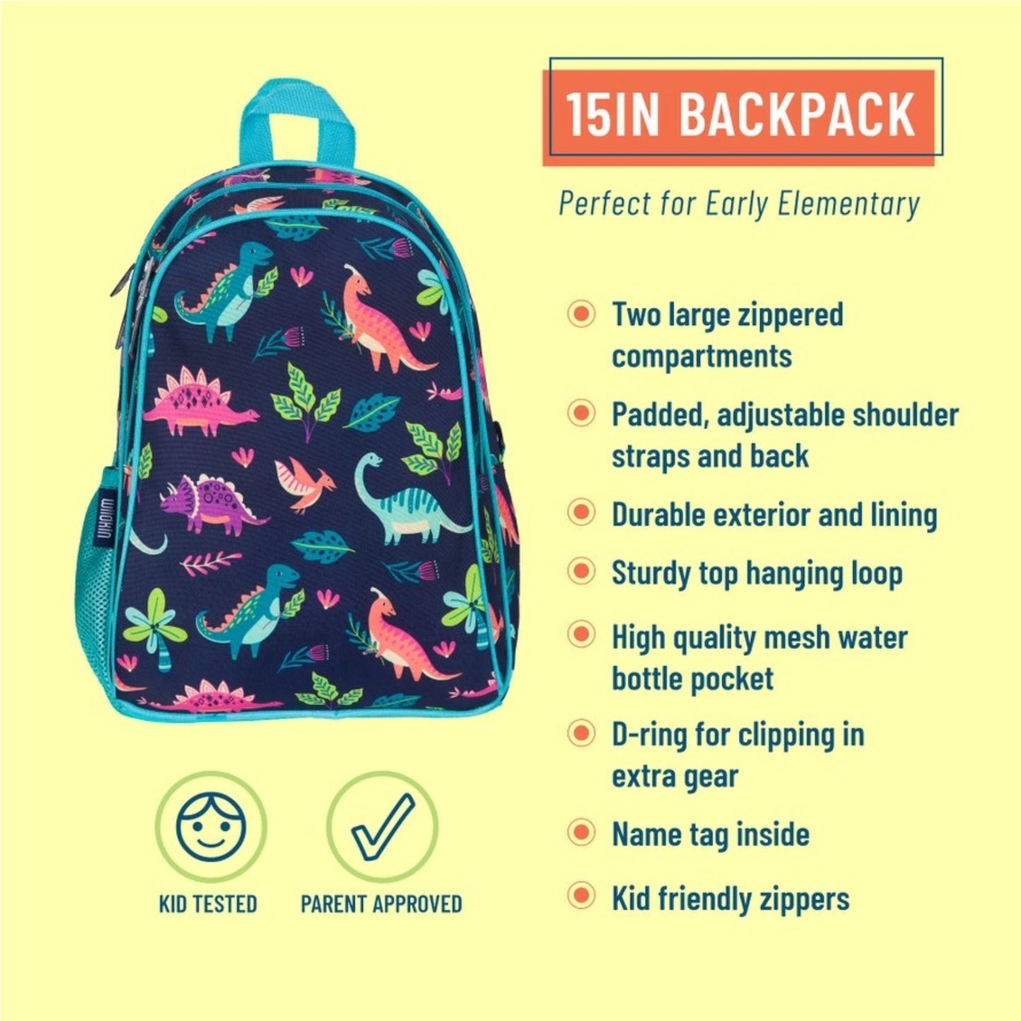 Wildkin Darling Dinosaurs 15 Inch Backpack