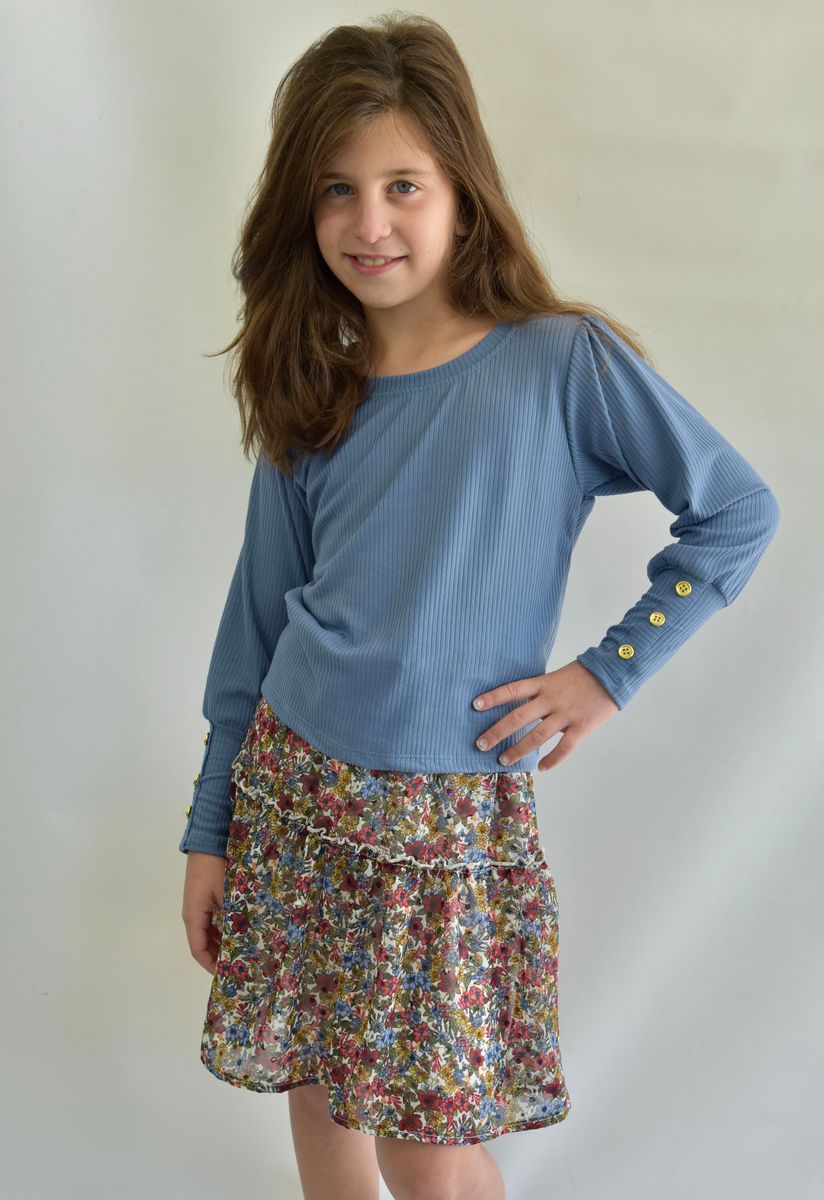 Area Code 407 Floral Chiffon Lined Skirt