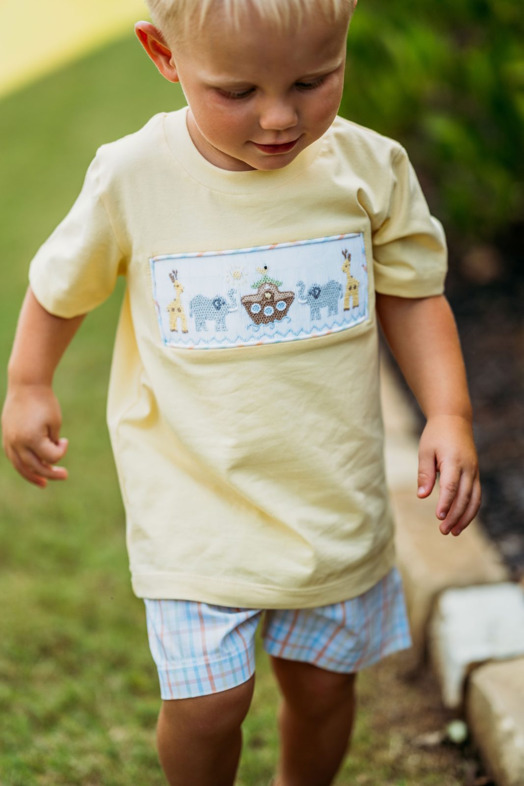 Banana Split Noah’s Ark Smocked Boys Short