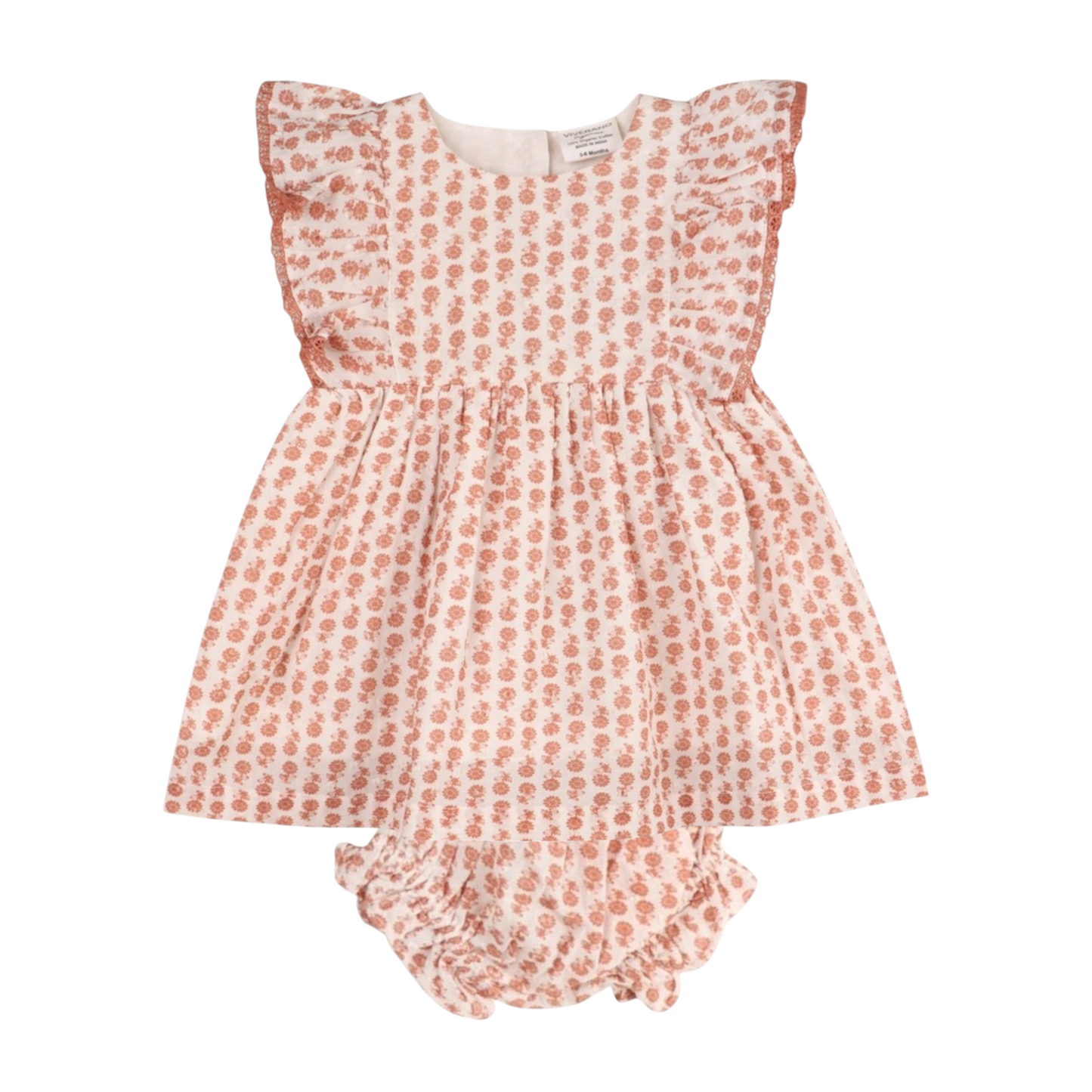 Viverano Organics Heather Dobby Cotton Floral Baby Dress