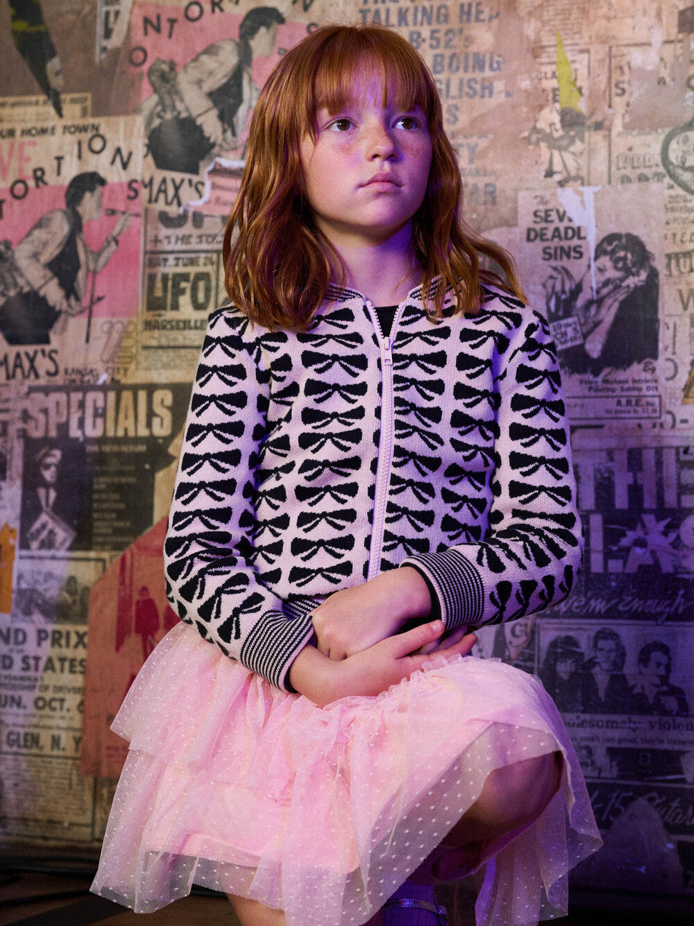 Tea Zip Up Bow Cardigan