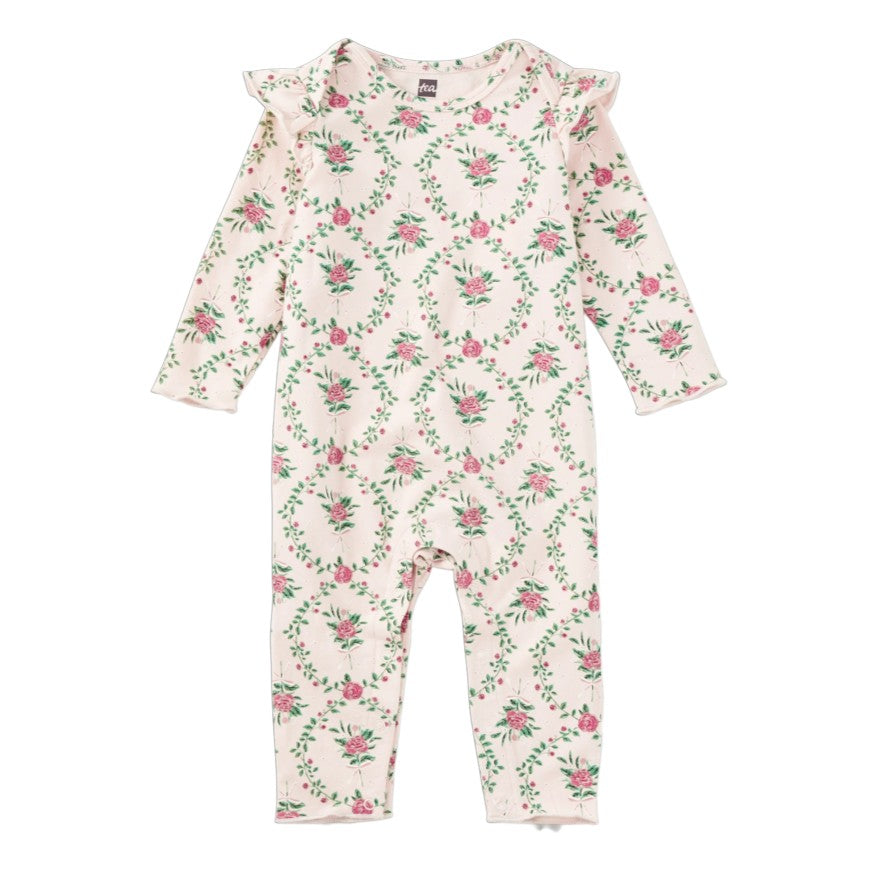 Tea Ruffle Shoulder Baby Romper