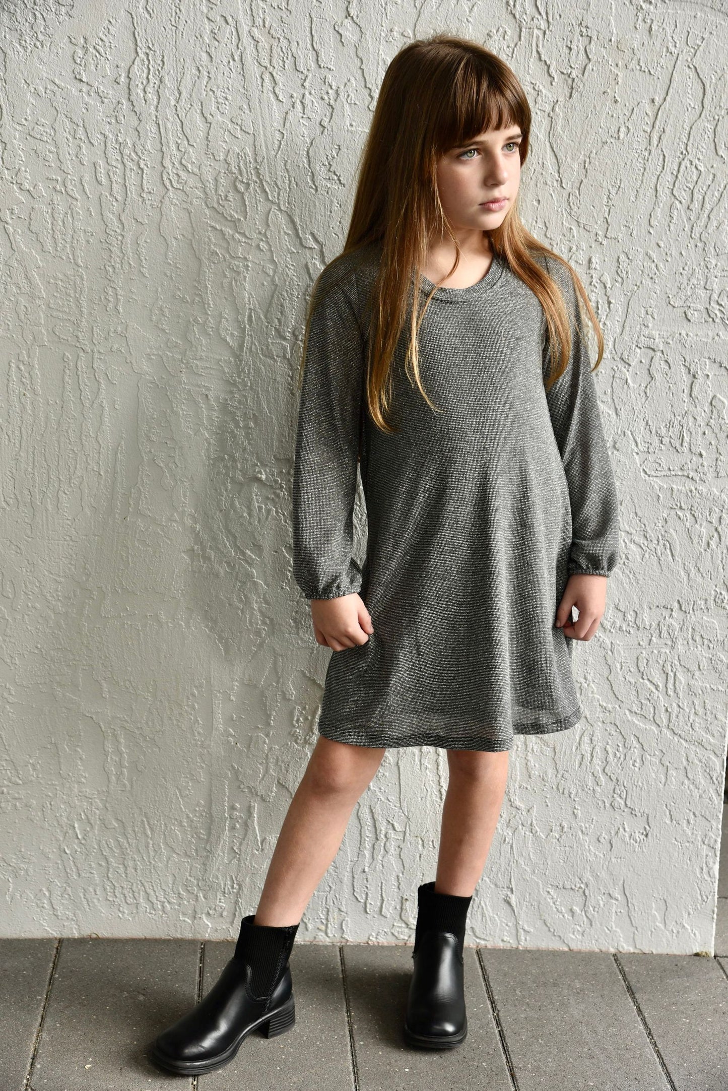 Area Code 407 Metallic Shimmer A-Line Dress