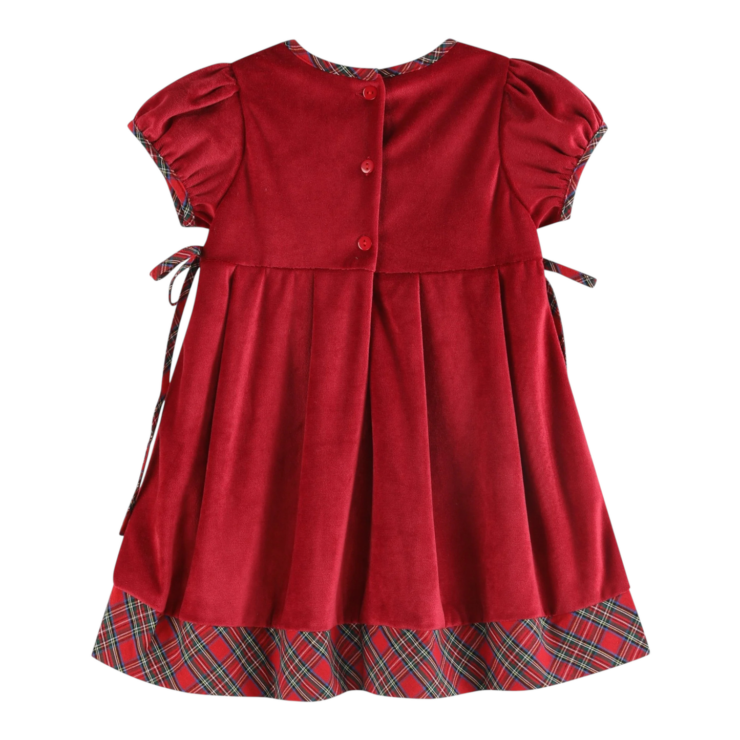 Lil Cactus Velvet Christmas Plaid Bow Dress