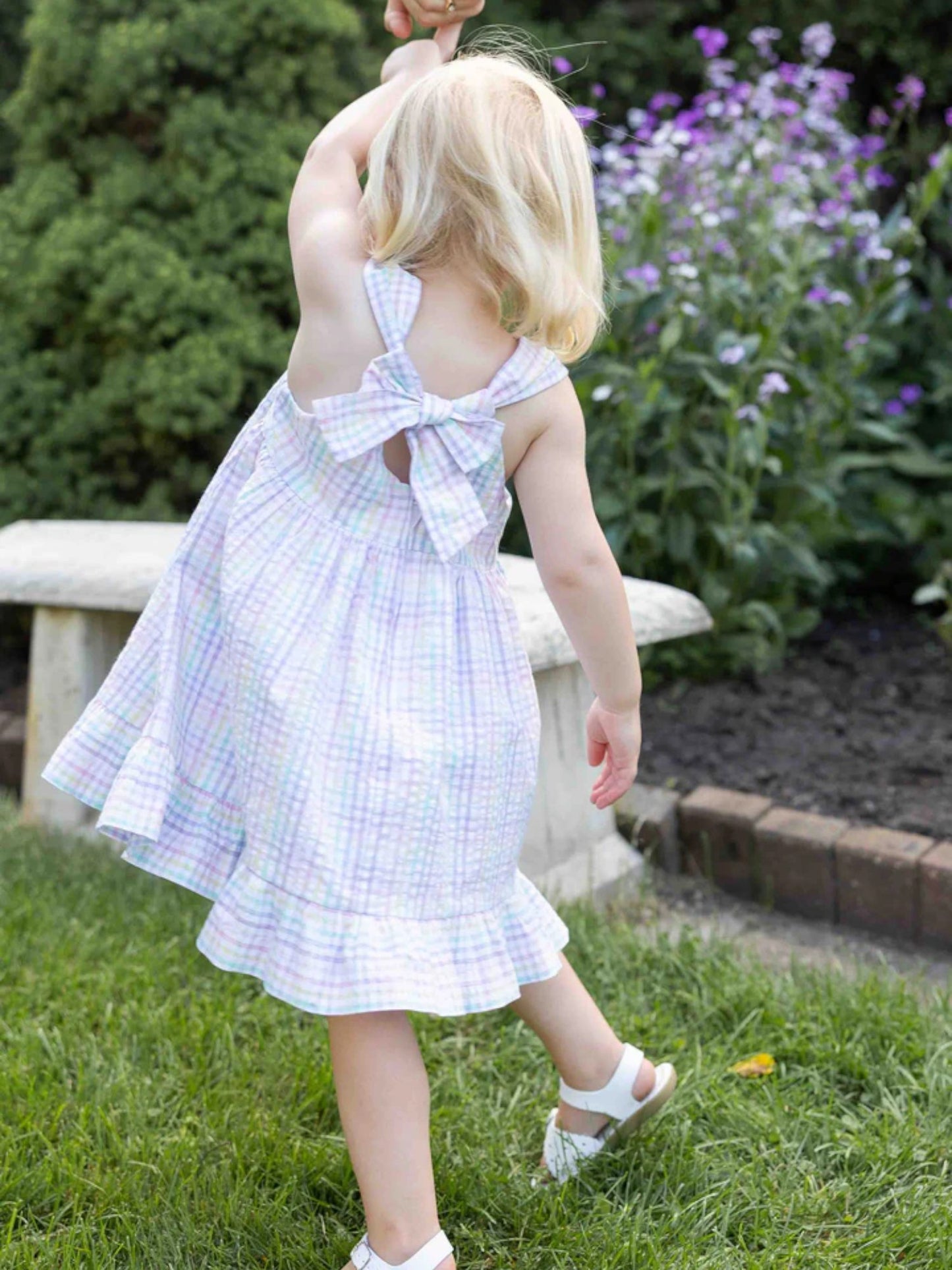 Florence Eiseman Plaid Seersucker Dress with Flowers