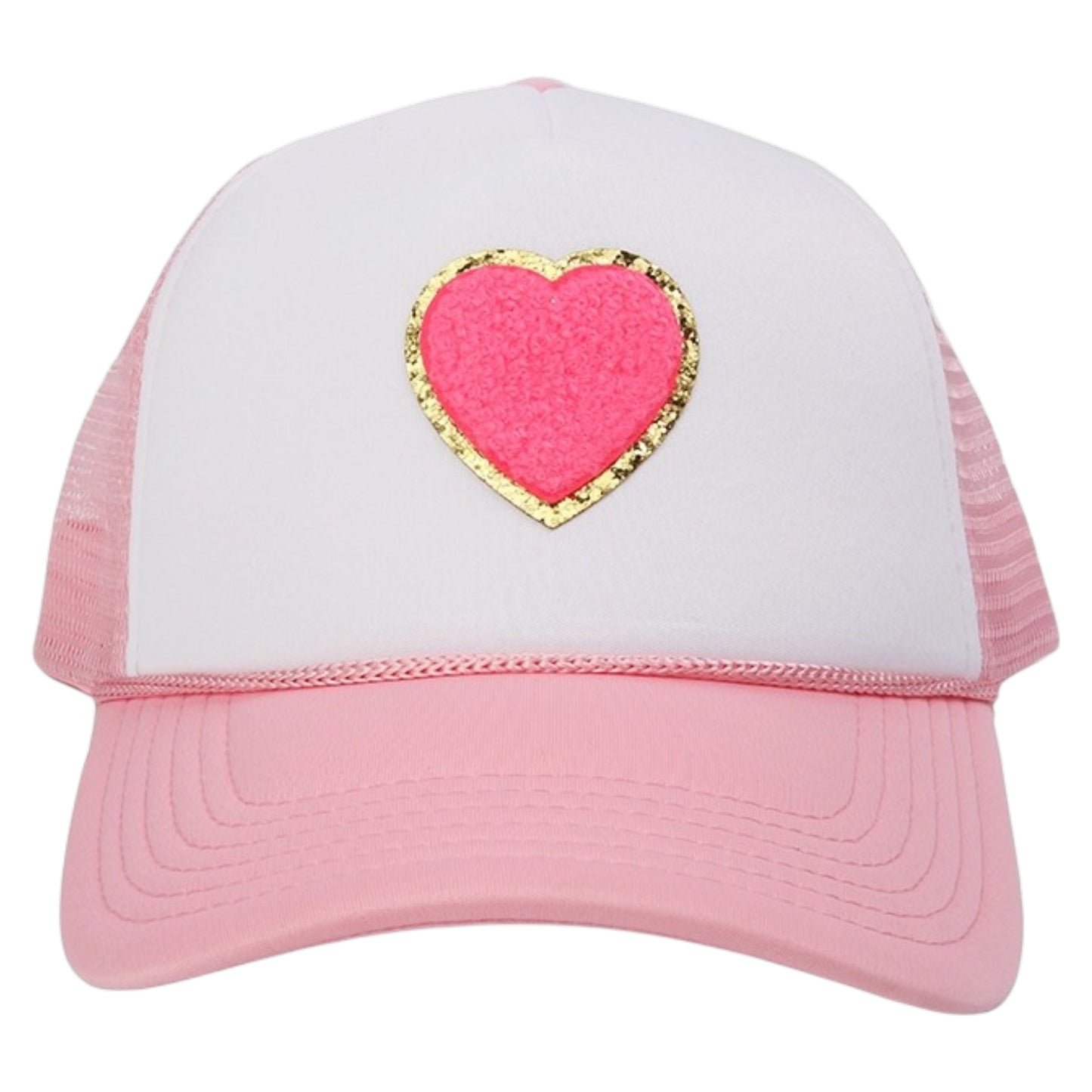 Sparkle Sisters Chenille Heart Trucker Hat