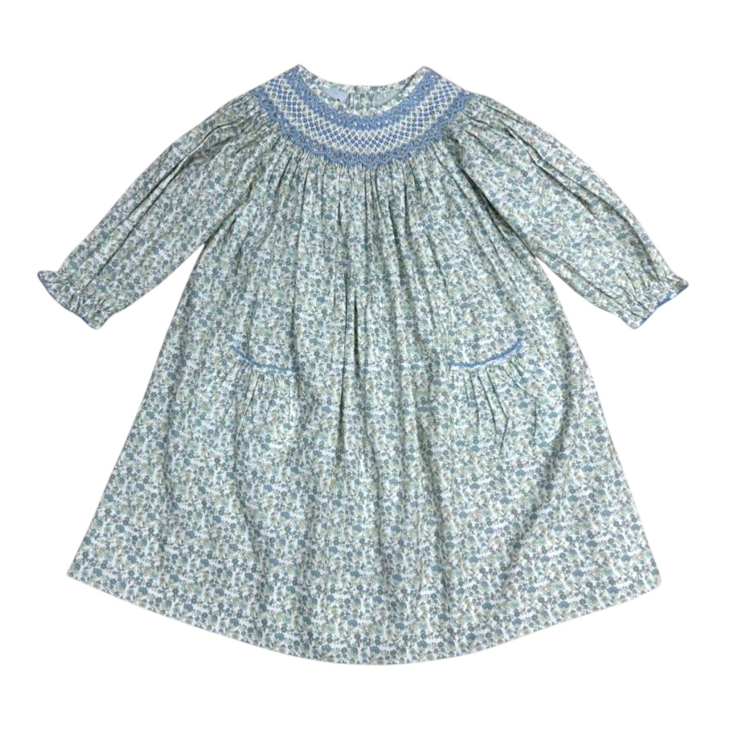 Delaney Floral Smocked Geo Bishop Dress