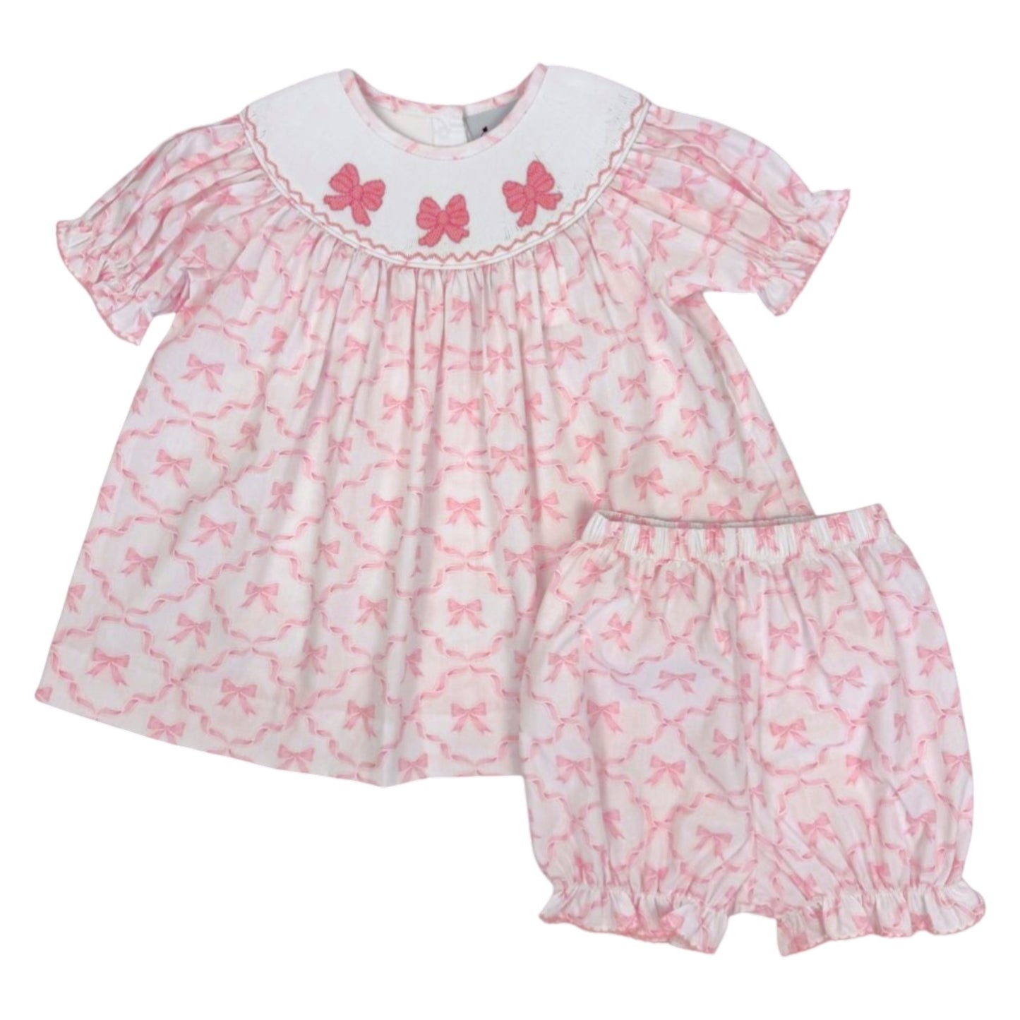 Delaney Smocked Bow Bishop Dress Set