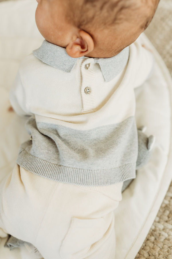 Viverano Organics Cuddly Bear Applique Collar Knit Sweater