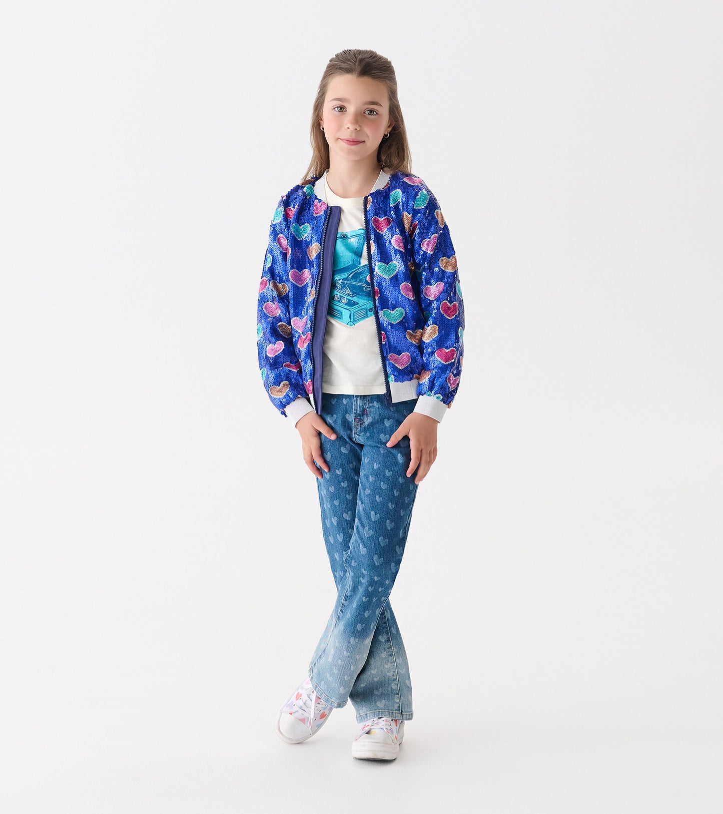 Hatley Busted Hearts Sequin Bomber Jacket