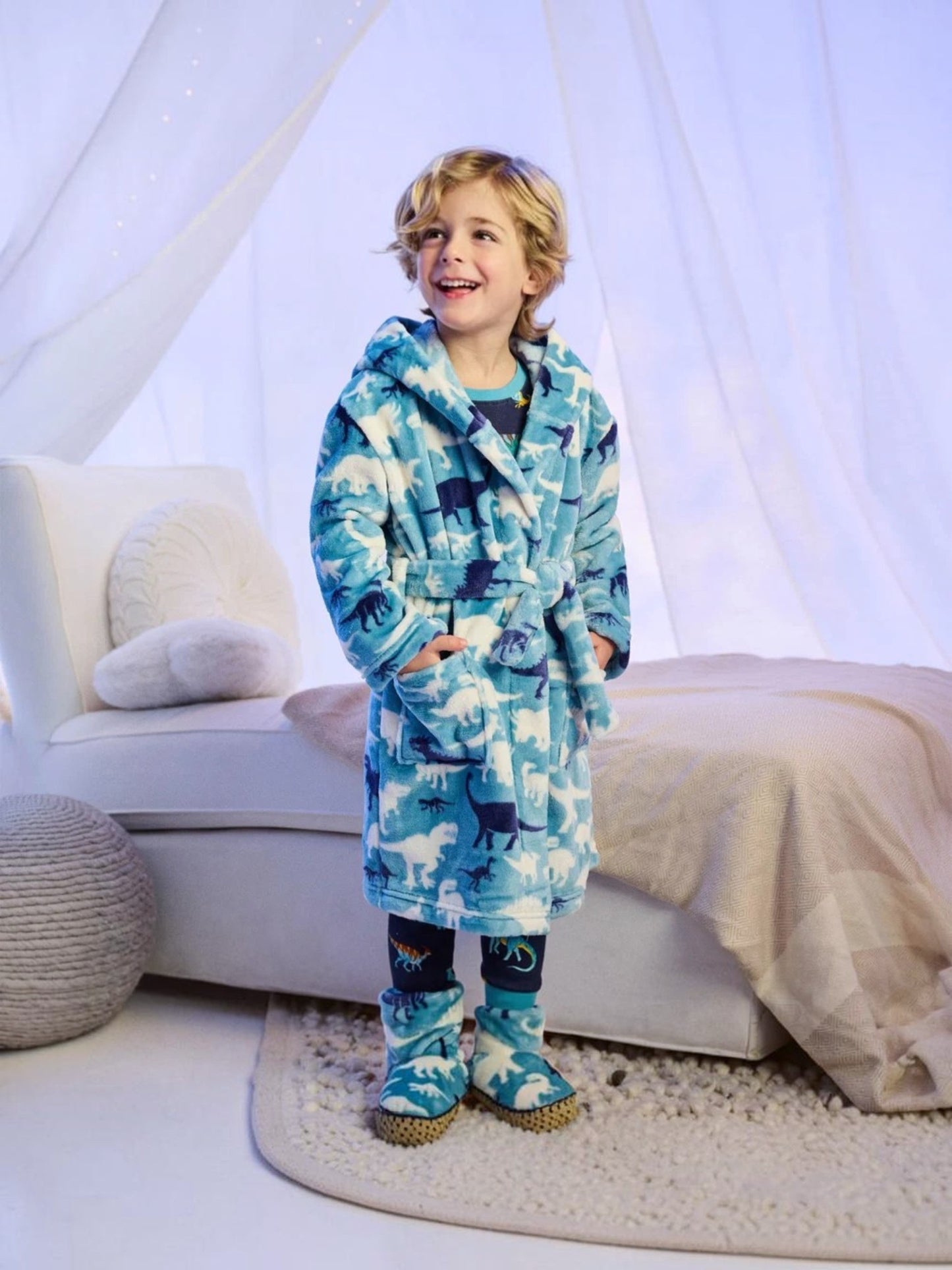 Hatley Dino Silhouette Fuzzy Fleece Robe