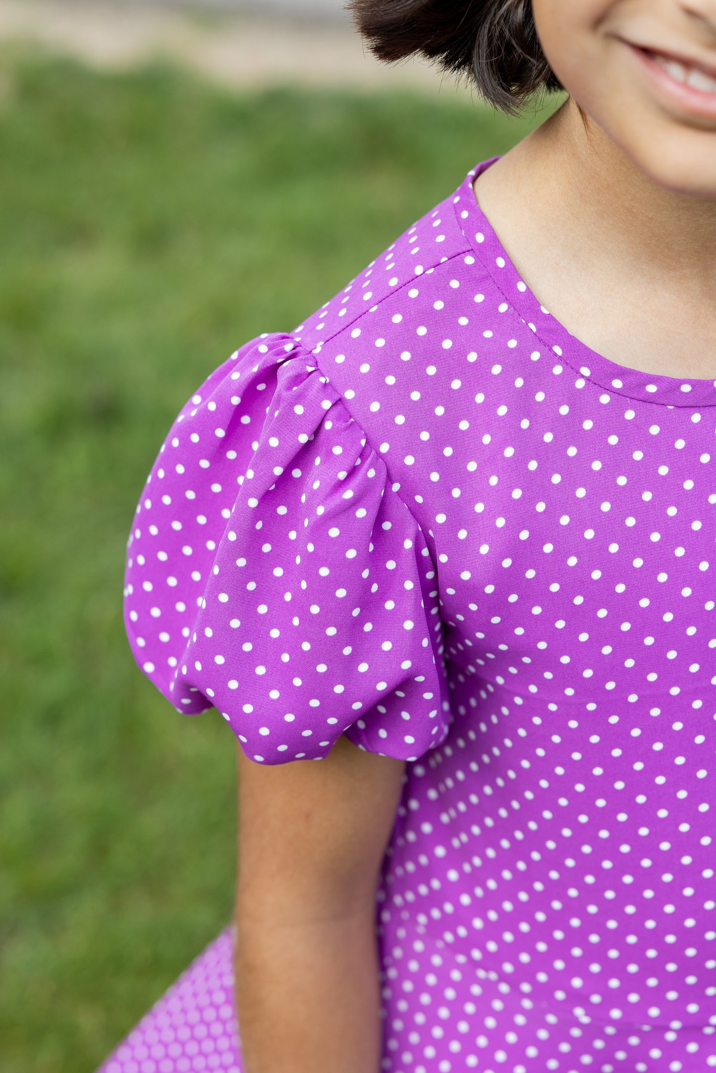 Florence Eiseman Polka Dot Dress With Bubble Sleeves