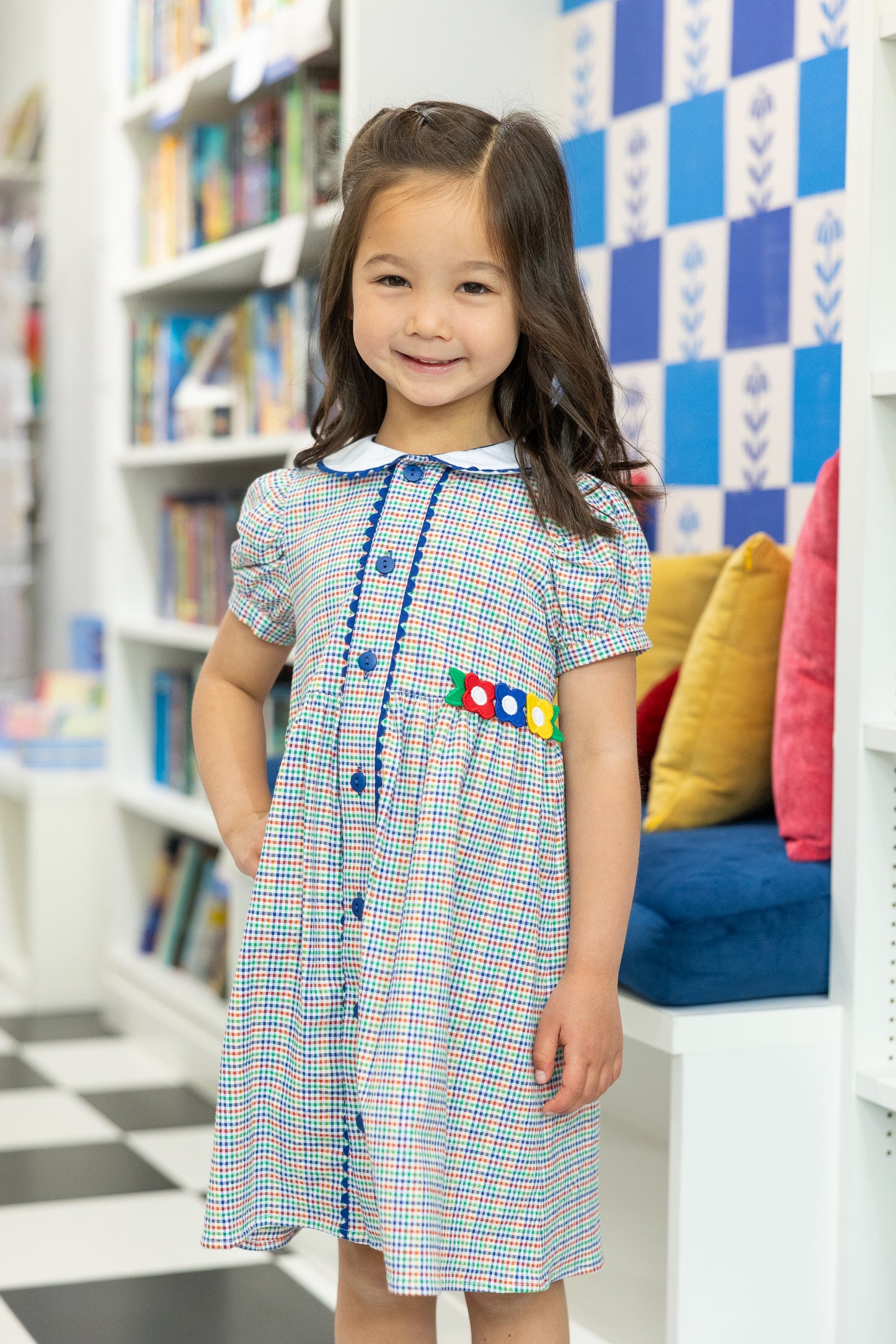Florence Eiseman Plaid Dress With Flowers