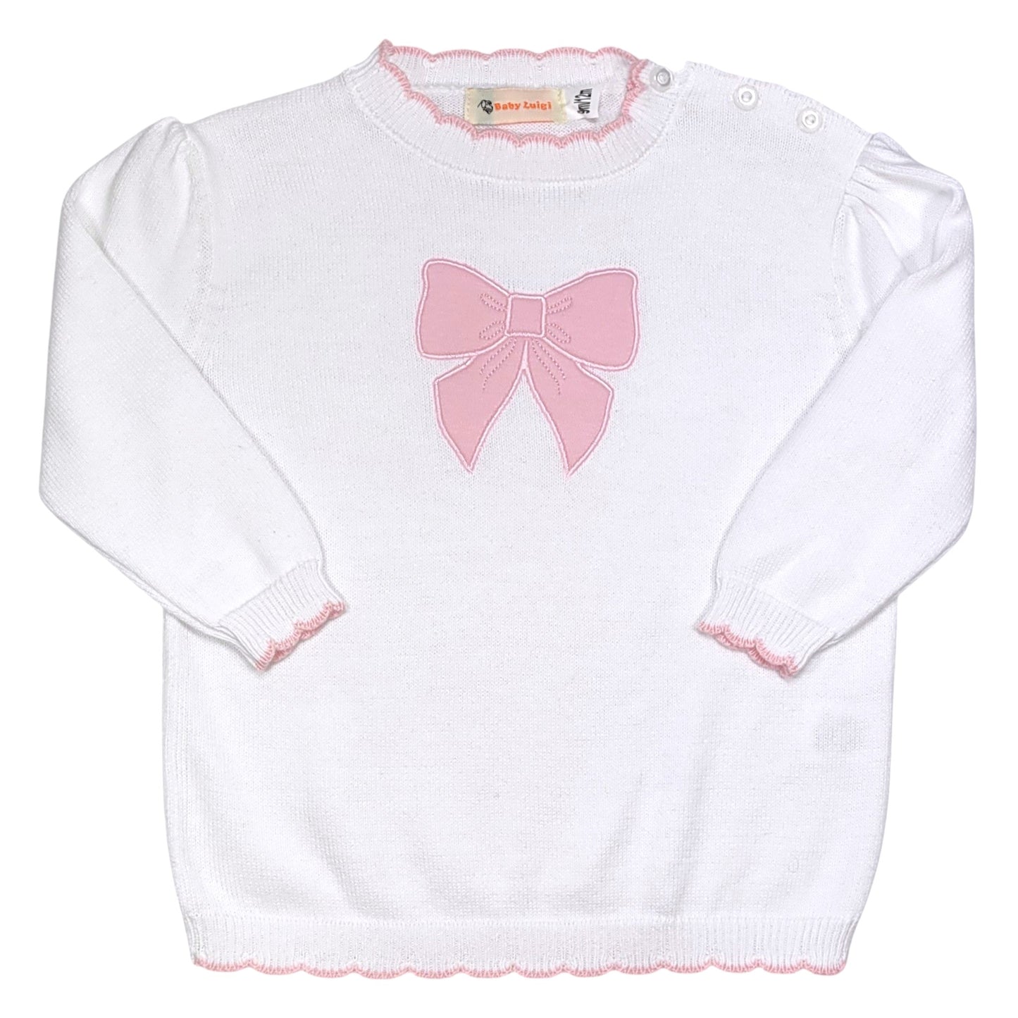 Luigi Scalloped Bow Crew Neck Sweater