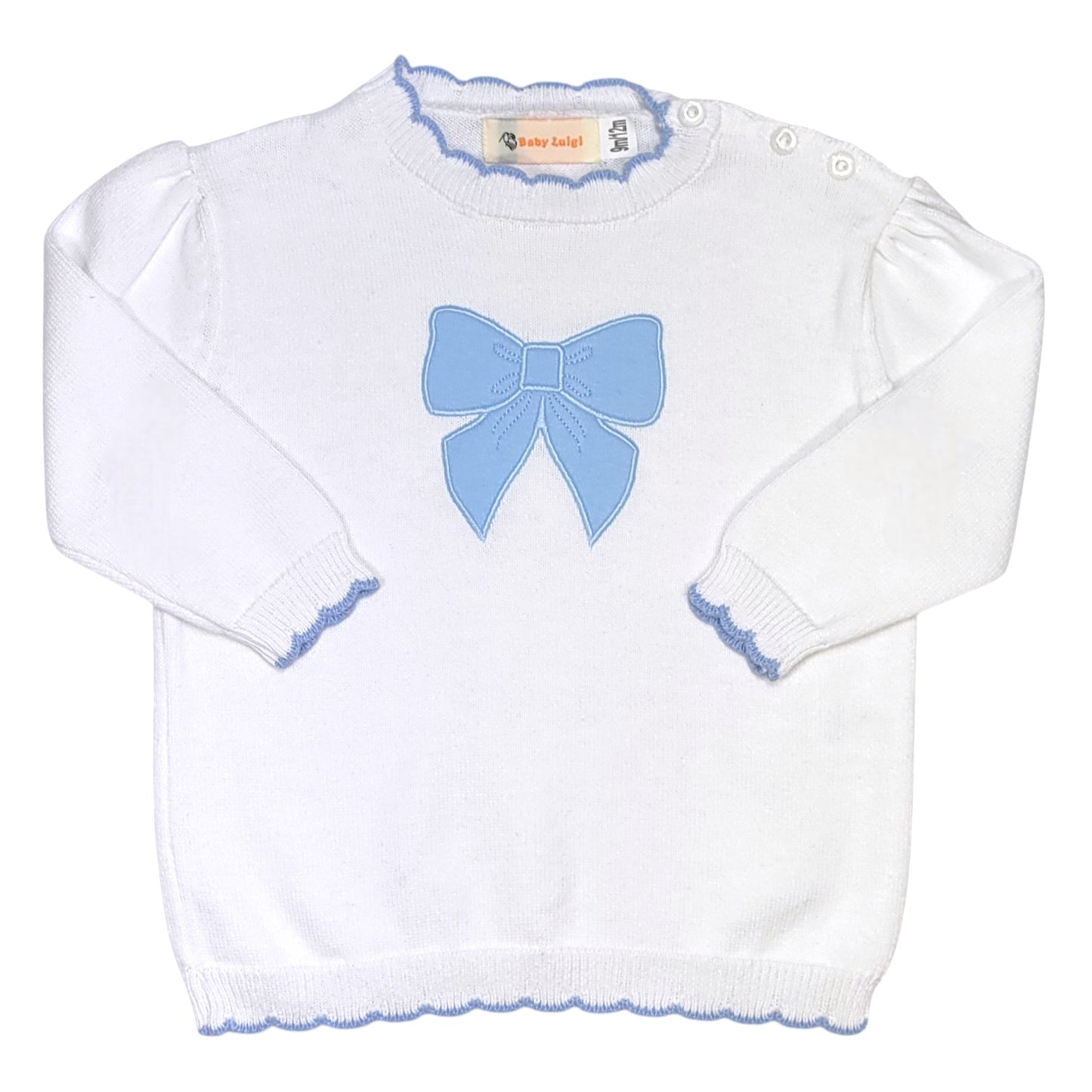Luigi Scalloped Bow Crew Neck Sweater