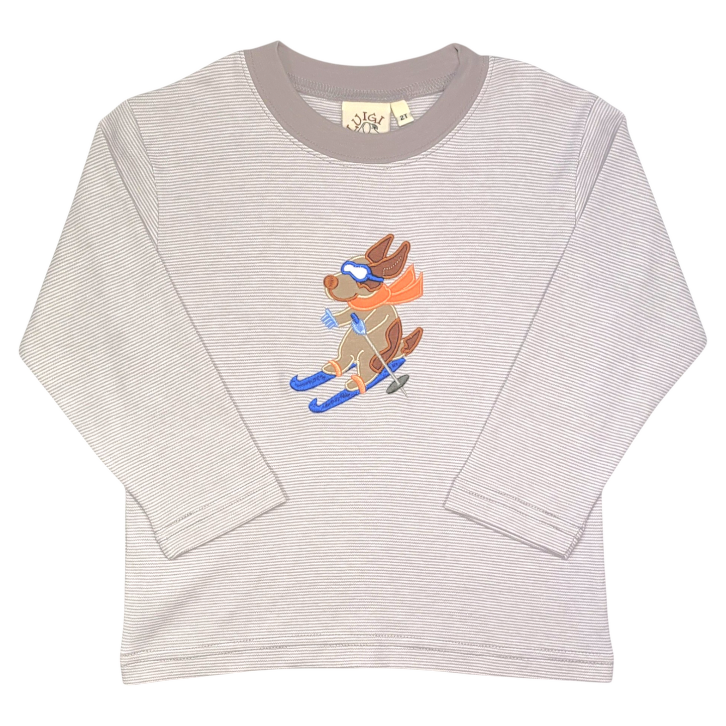 Luigi Striped Skiing Dog T-Shirt
