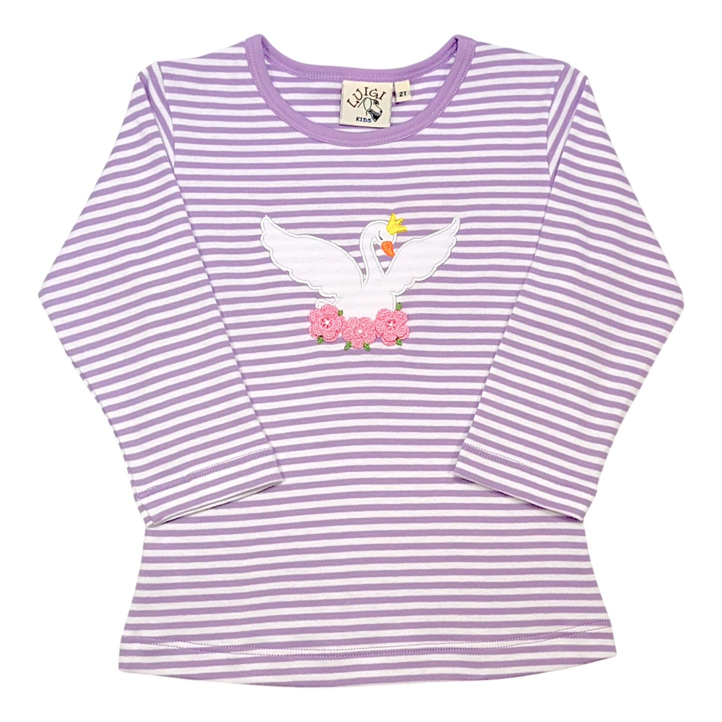 Luigi Striped Swan With Flowers T-Shirt