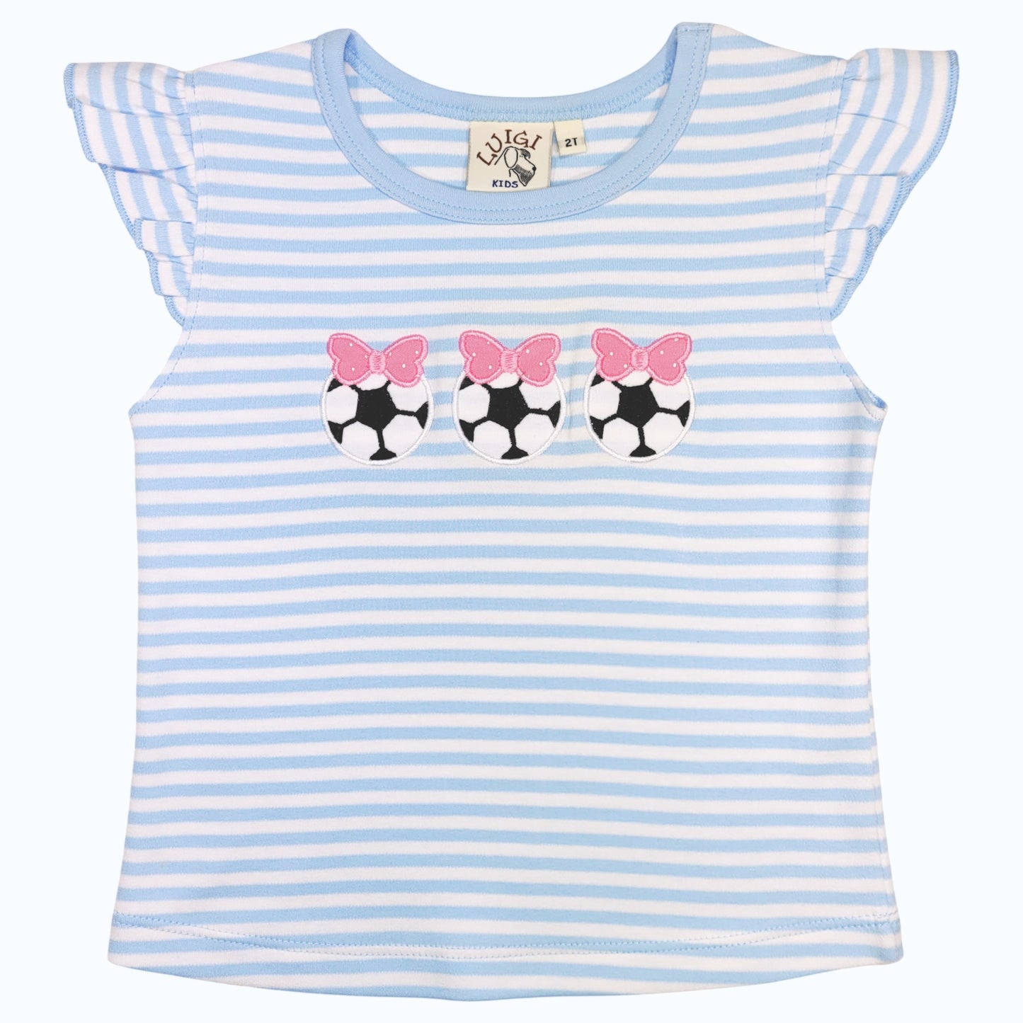 Luigi Soccer Balls With Bows Flutter Sleeve Top