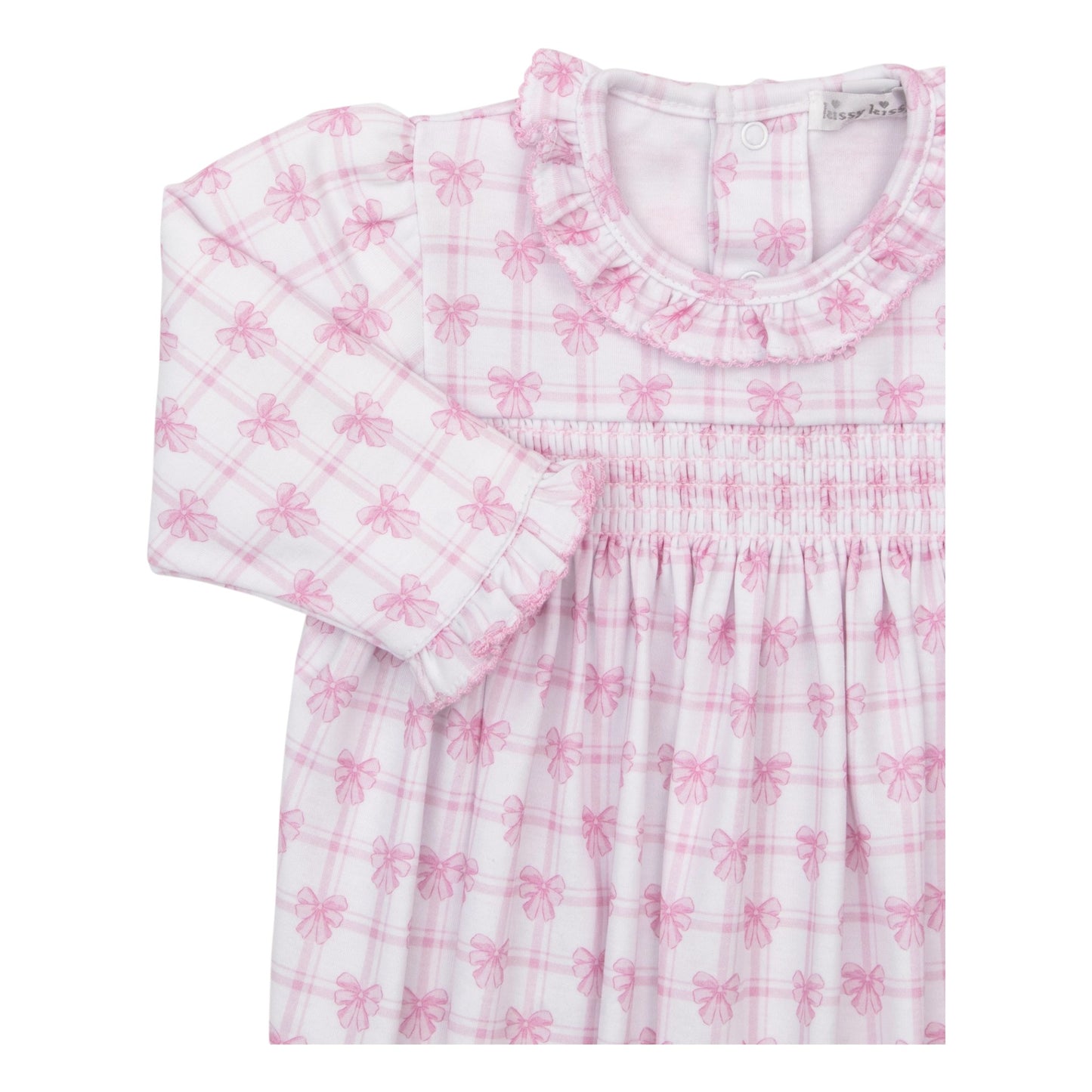 Kissy Kissy Smocked Windowpane Bows Gown