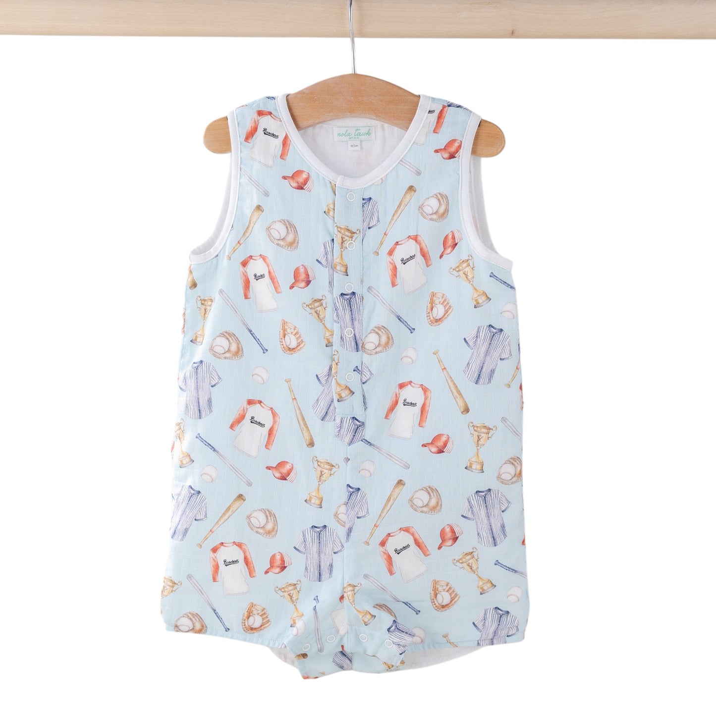 Nola Tawk Let's Play Ball Organic Muslin Shortall