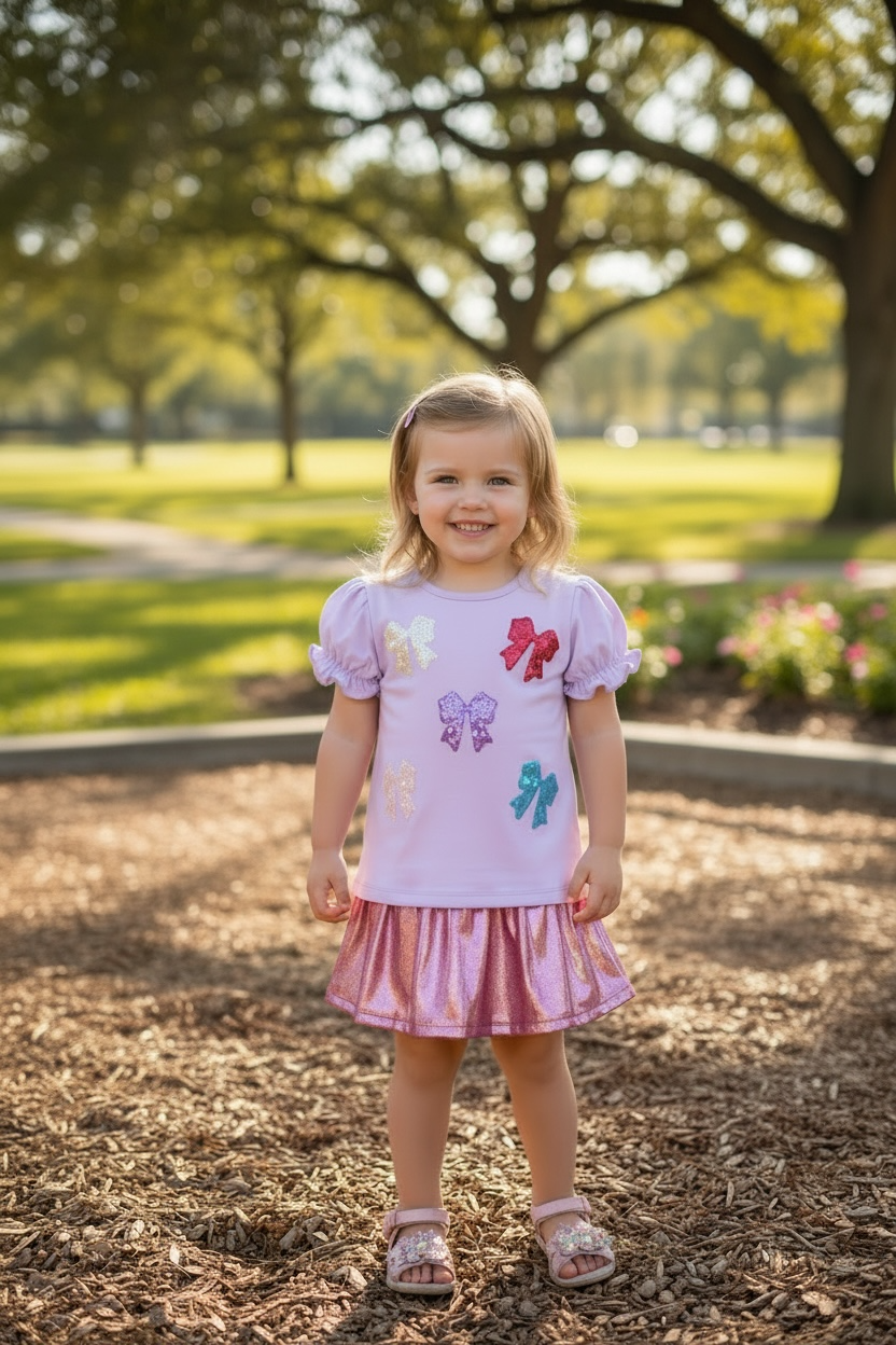 Emma Jean Sparkly Bows Skort Set