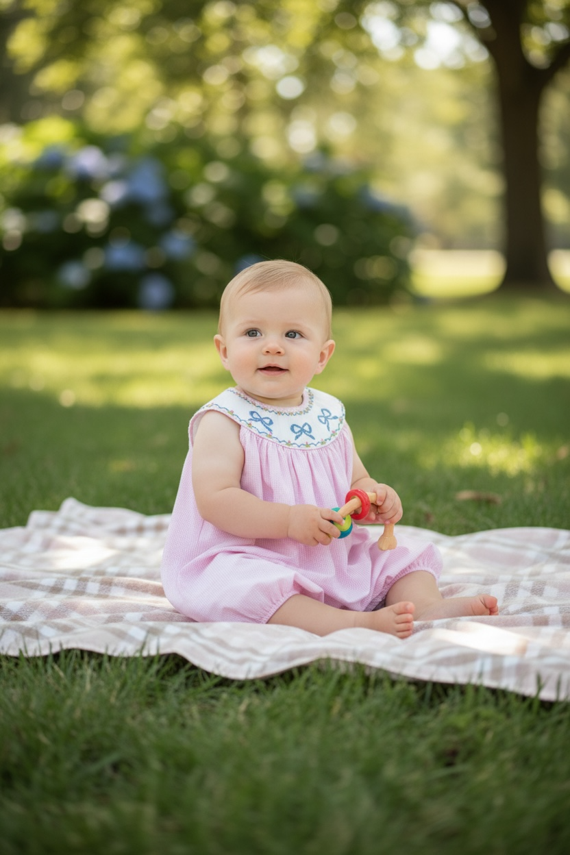 Delaney Smocked Yoke Bow Bubble