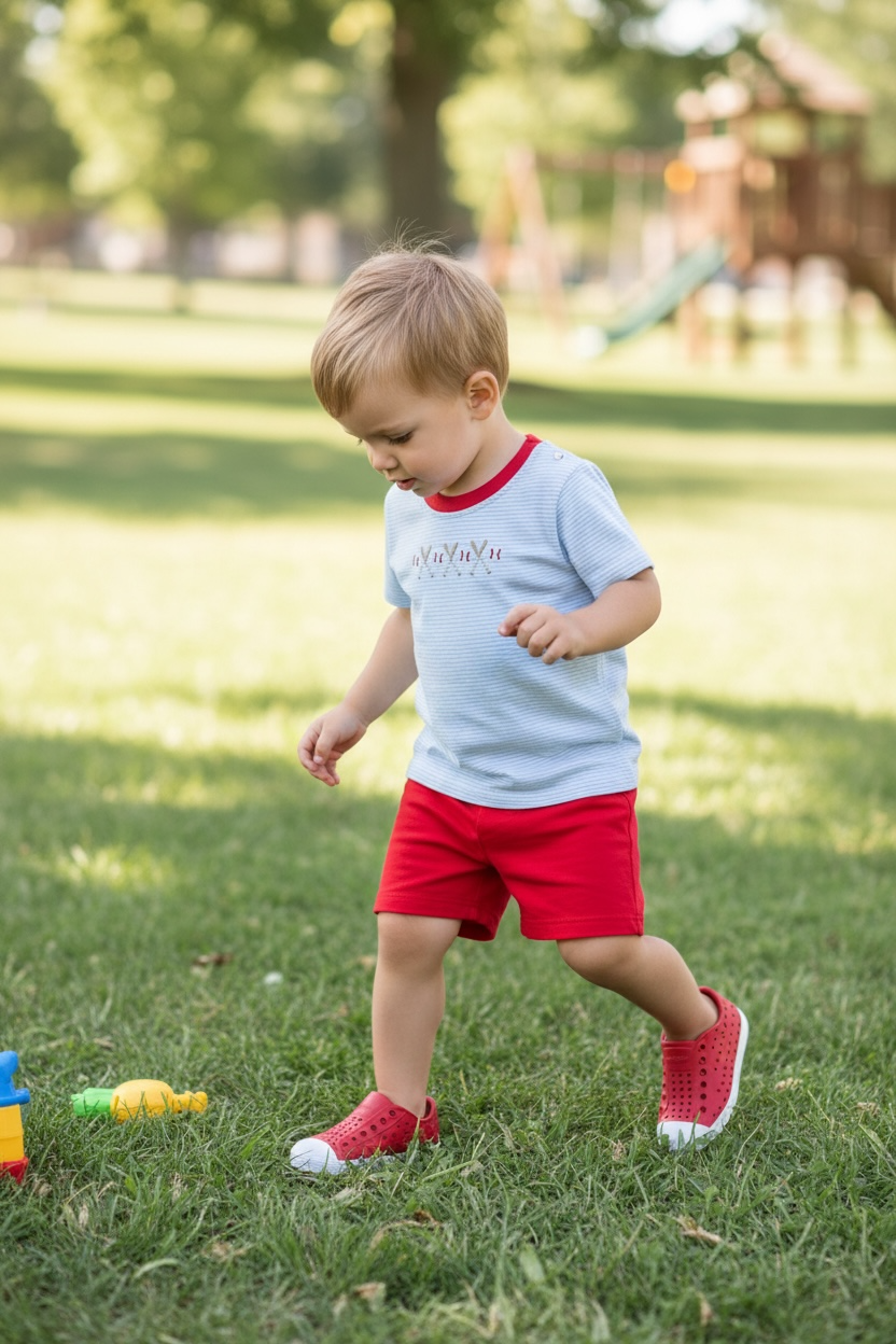 Itsy Bitsy Stripe Baseball Short Set