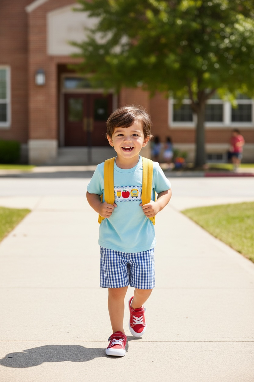 Lil Cactus Smocked School Short Set