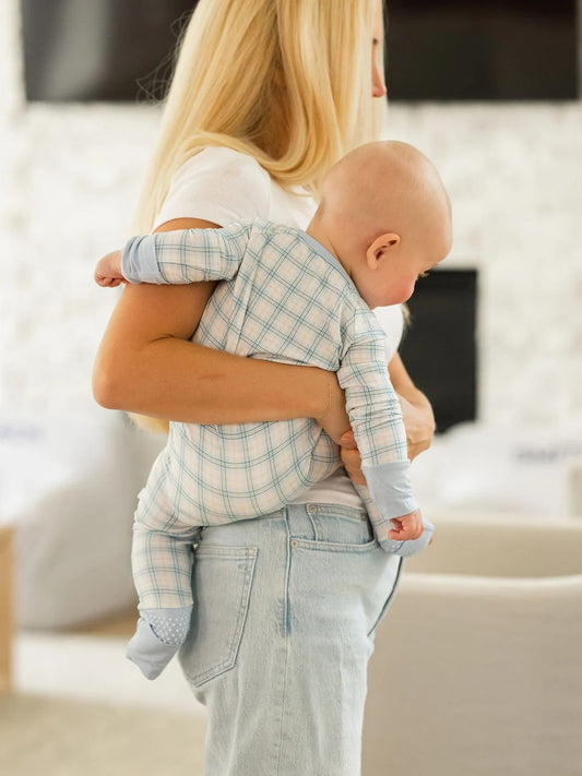 The Uptown Baby Plaid Sleep Zip Romper