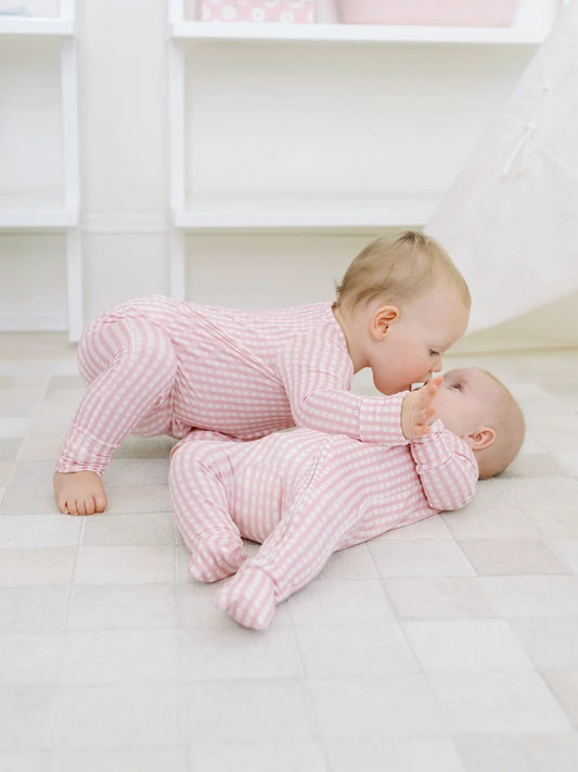 The Uptown Baby Gingham Sleep Zip Romper