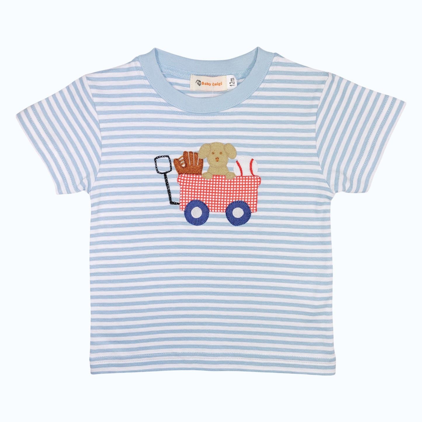Luigi Striped Puppy In Wagon T-Shirt