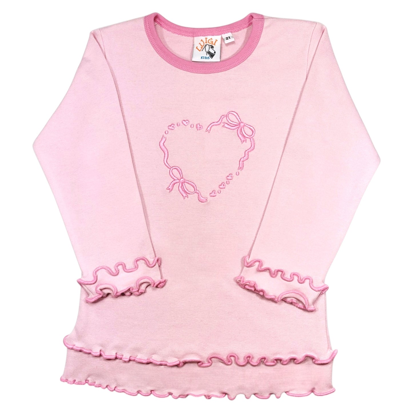 Luigi Heart Shaped Bows Double Lettuce Edge T-Shirt
