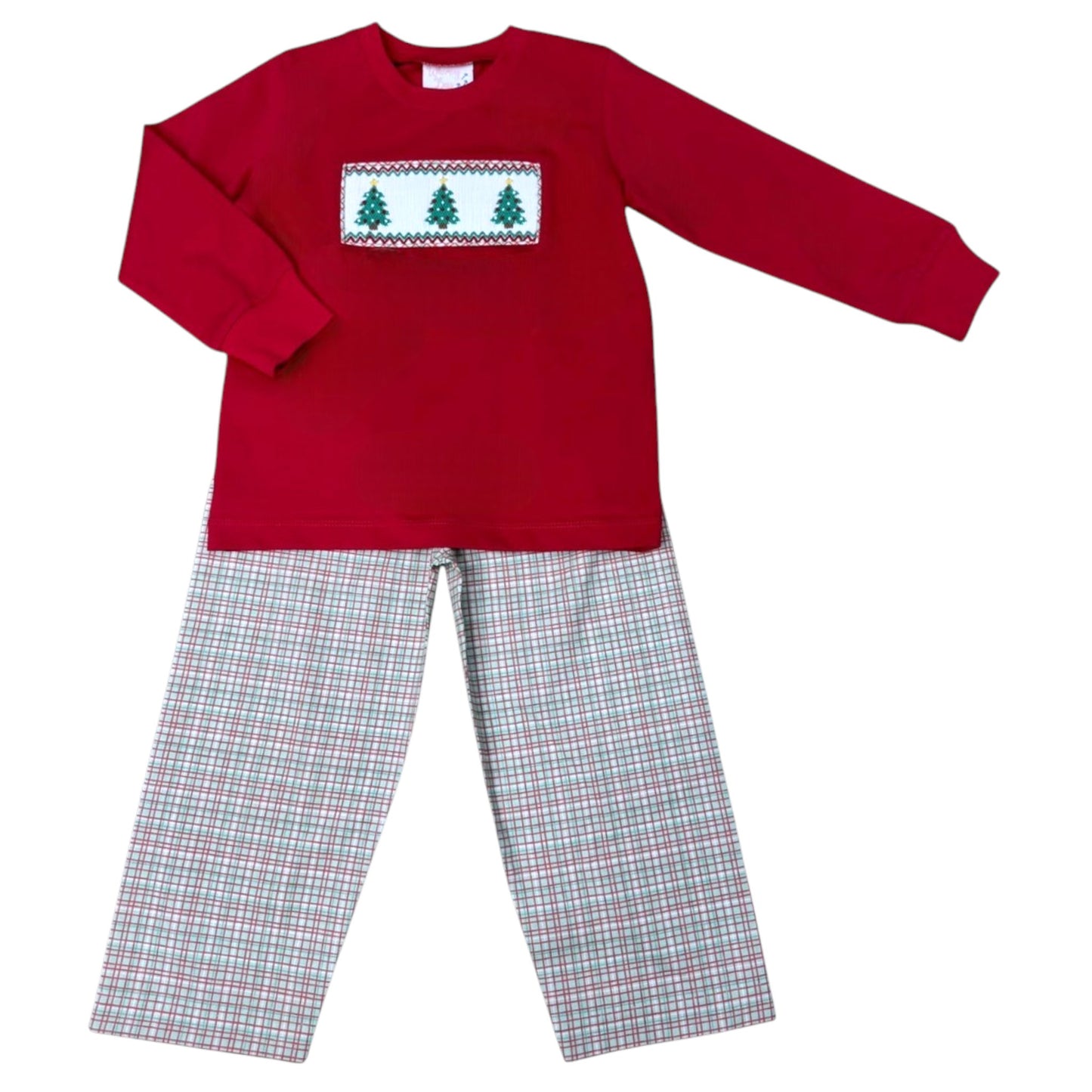 Whimsy Bay Smocked Christmas Tree Trio Pant Set