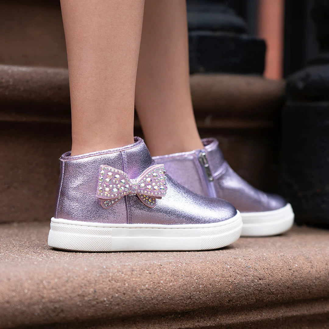 Nina Gwenny Metallic High Top Zip Sneaker- Big Kids