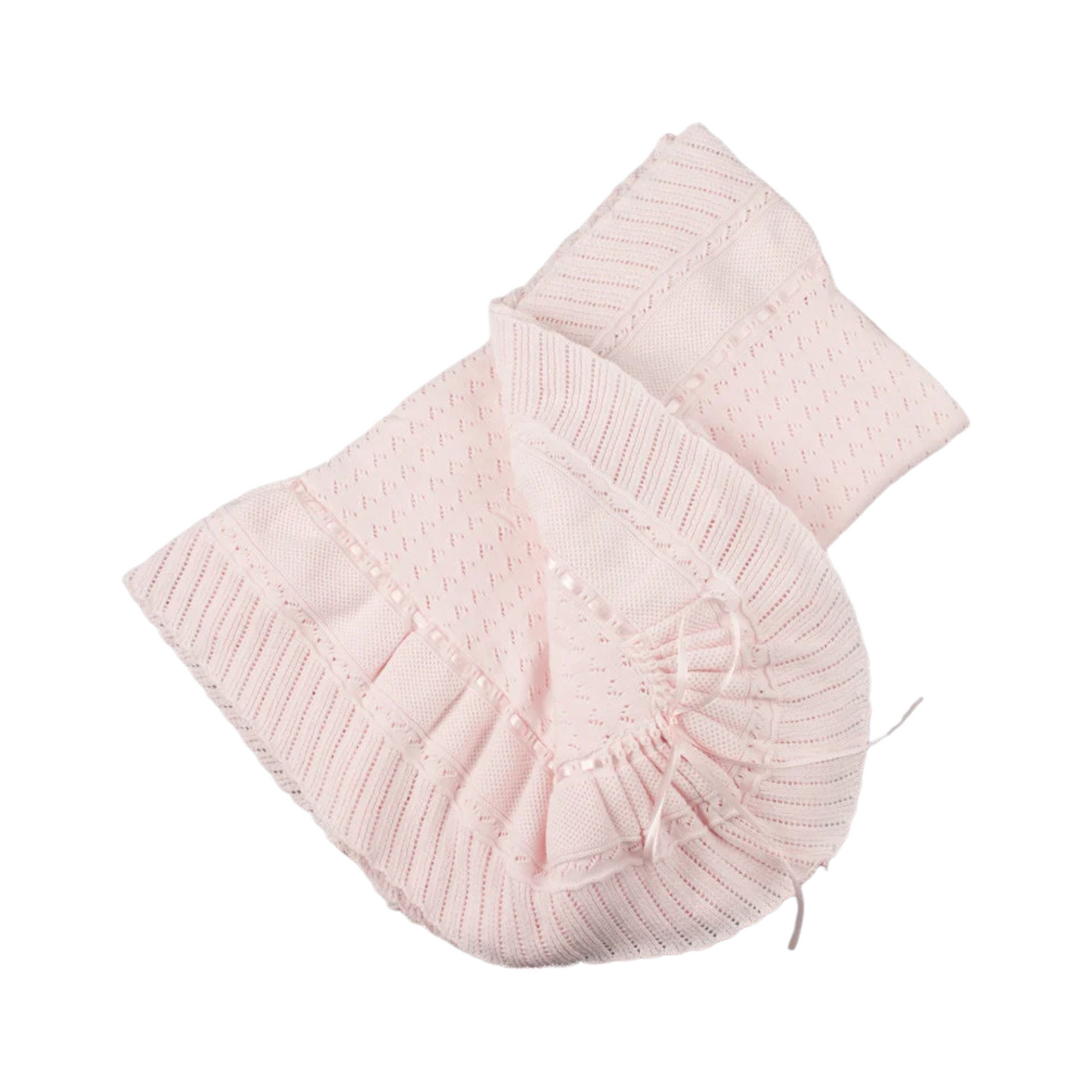 Feltman Brothers Pointelle Knit Ruffle Blanket