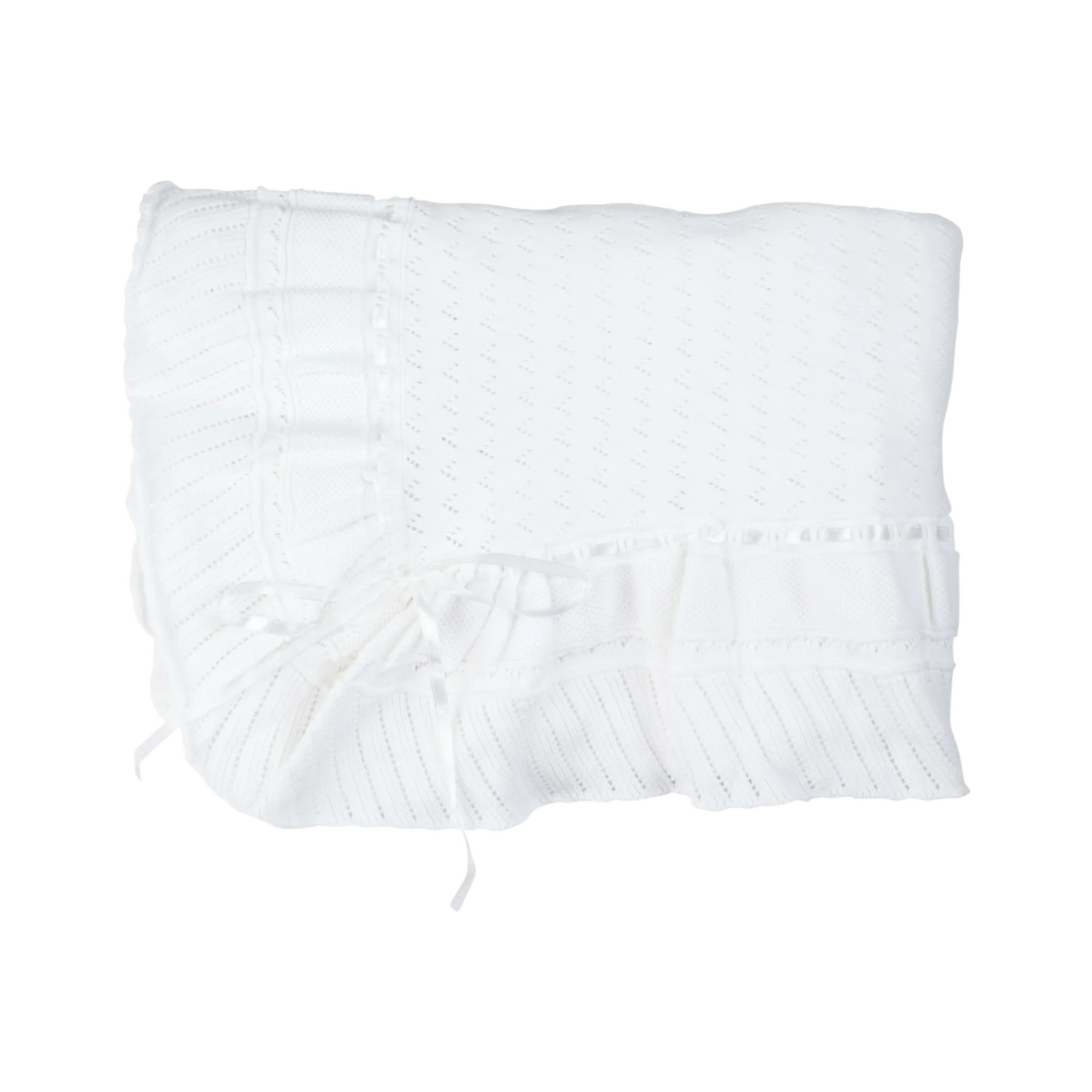 Feltman Brothers Pointelle Knit Ruffle Blanket