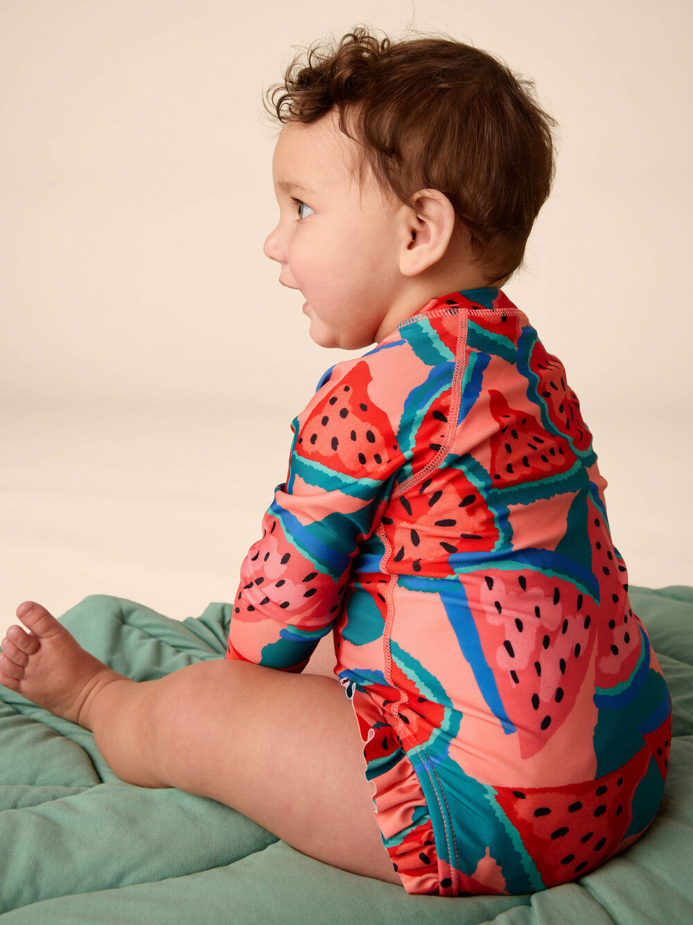 Tea Wiggly Watermelons Rash Guard Baby Swimsuit