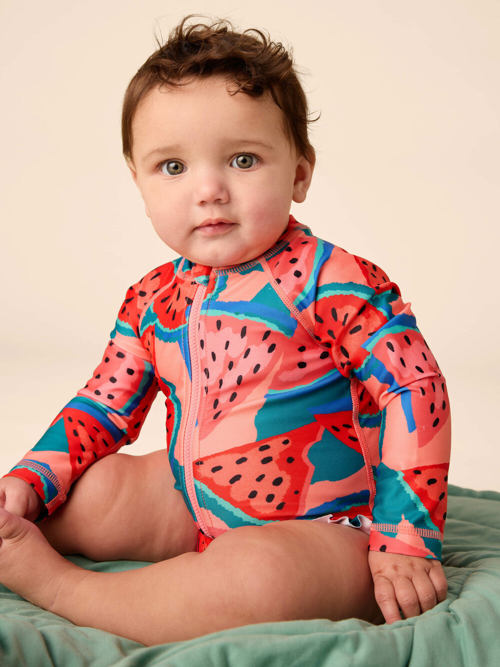 Tea Wiggly Watermelons Rash Guard Baby Swimsuit