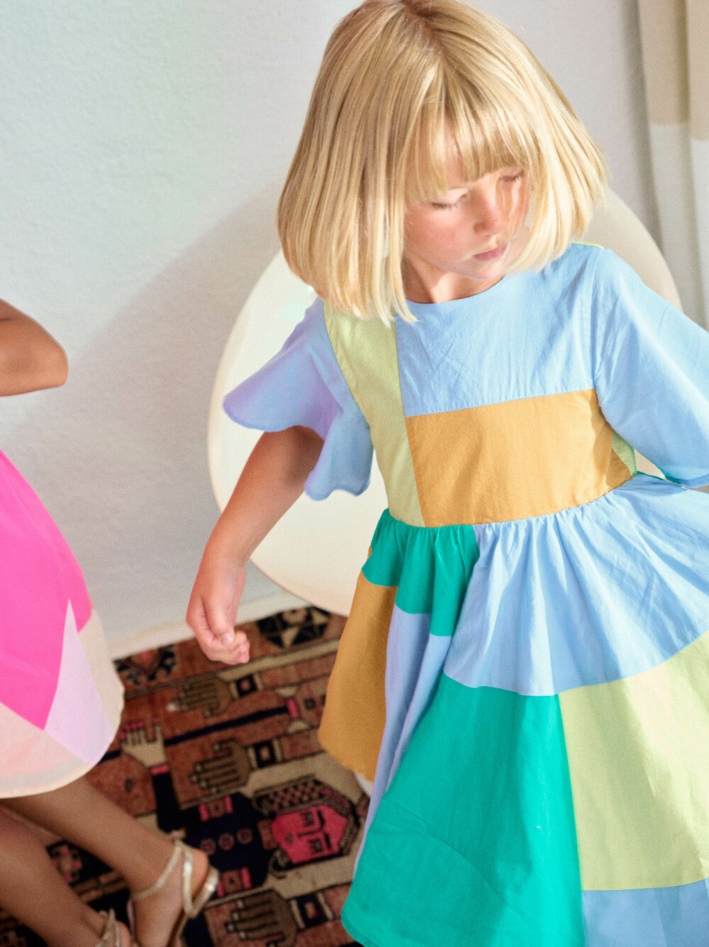 Tea Butterfly Sleeve Jogakbo Dress