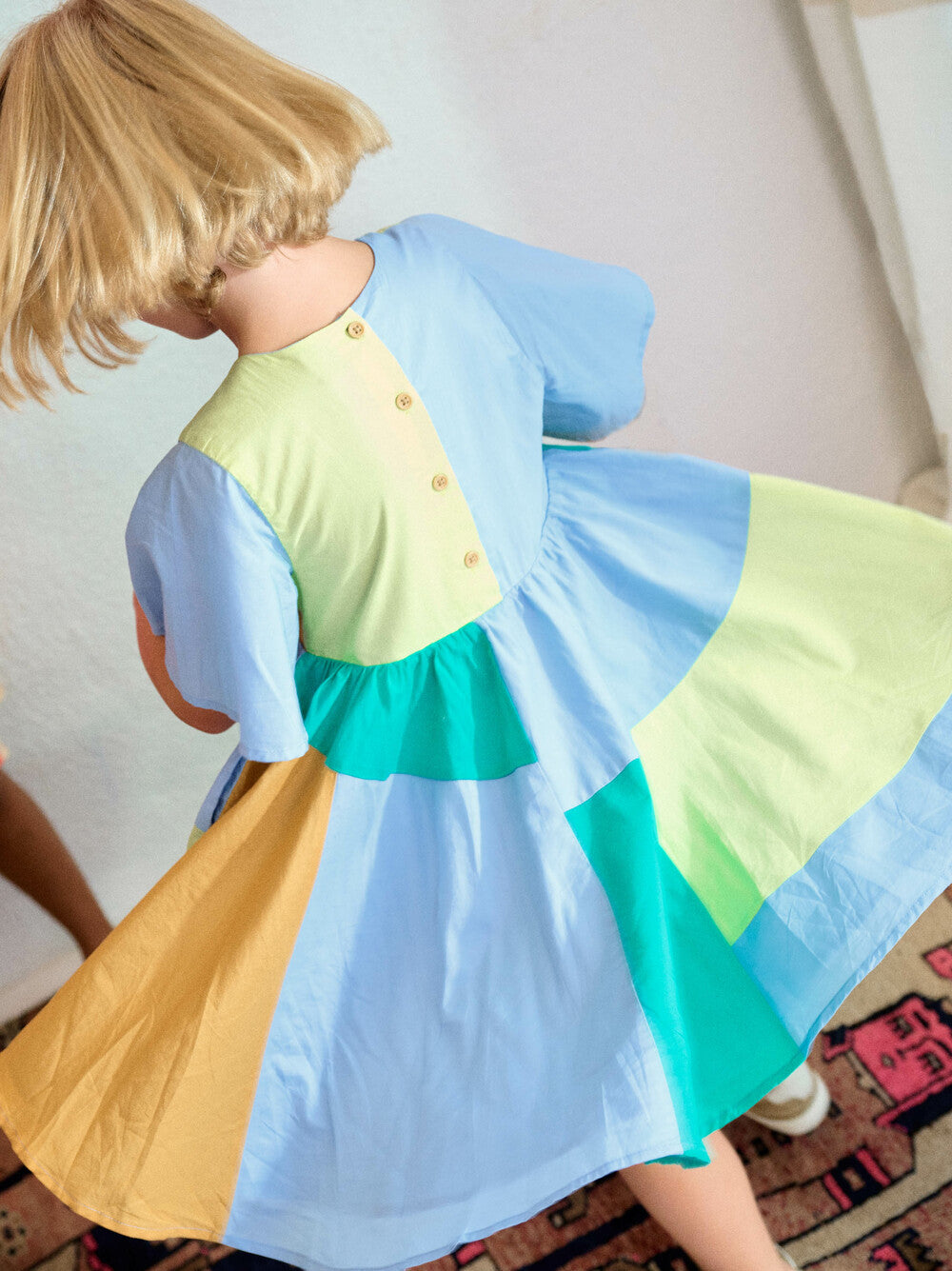 Tea Butterfly Sleeve Jogakbo Dress