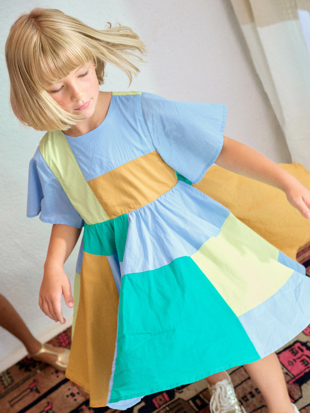 Tea Butterfly Sleeve Jogakbo Dress