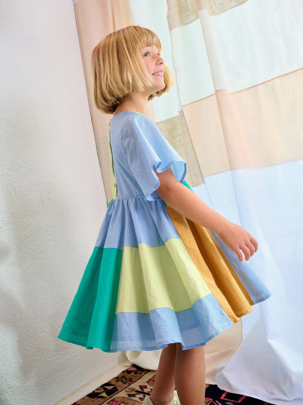 Tea Butterfly Sleeve Jogakbo Dress