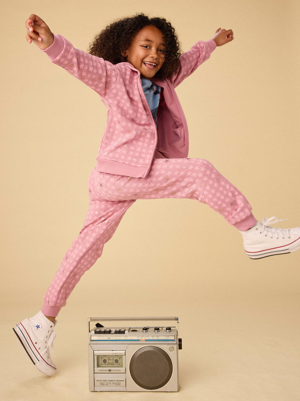 Tea Metallic Stars Easy Fit Hoodie