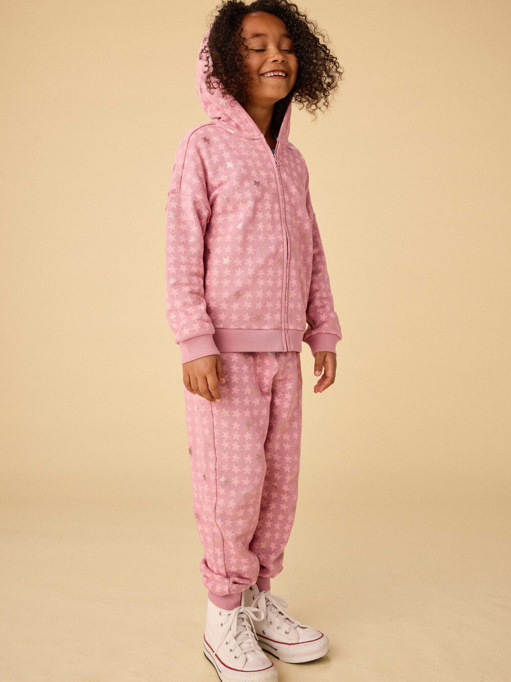 Tea Metallic Stars Easy Fit Hoodie