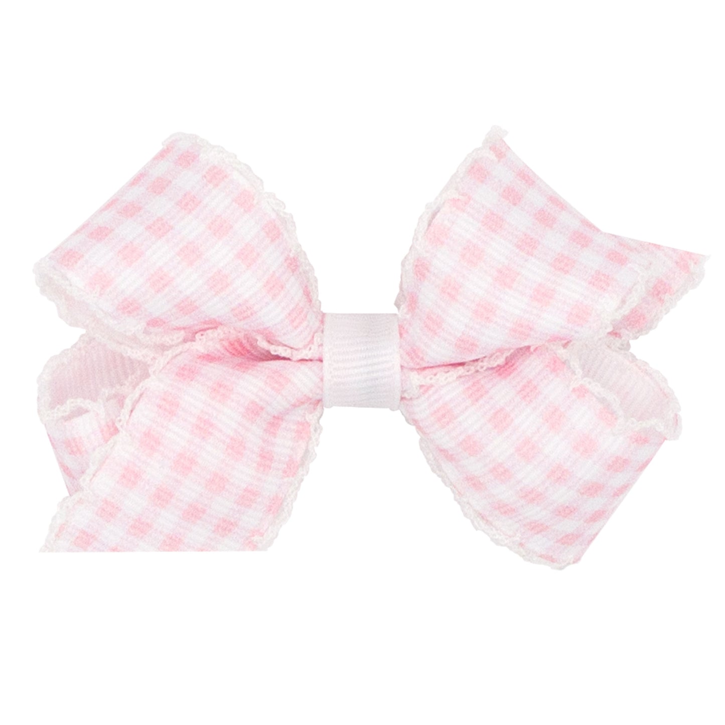 Wee Ones Mini Gingham Printed Grosgrain Bow With Moonstitch Edge