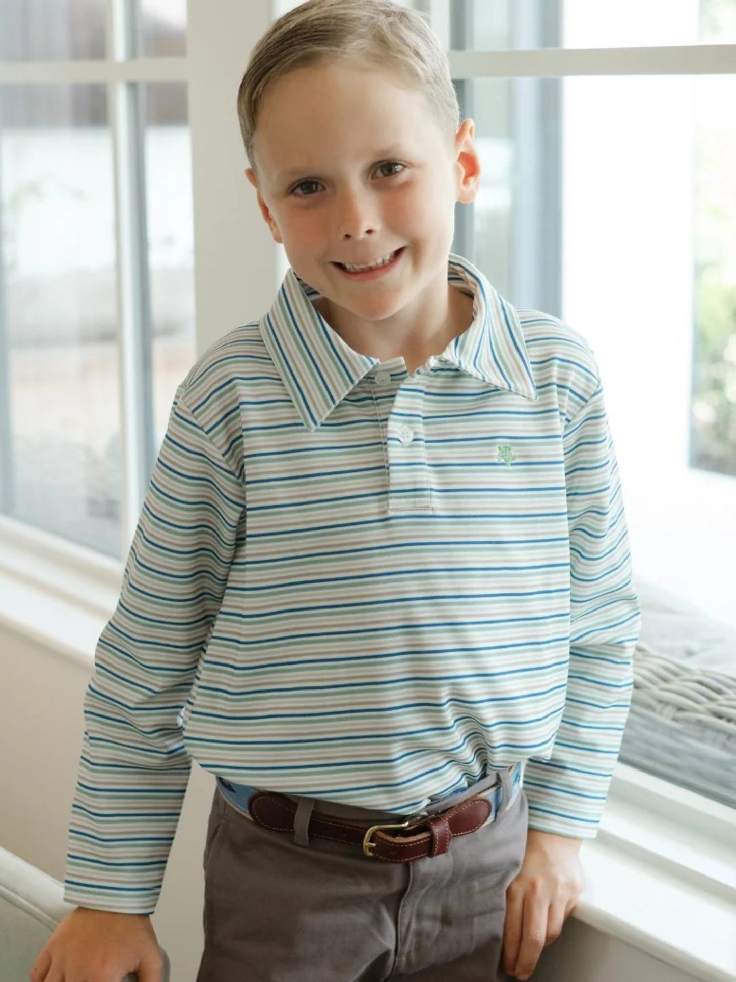 Bailey Boys Harry Stripe Performance Polo