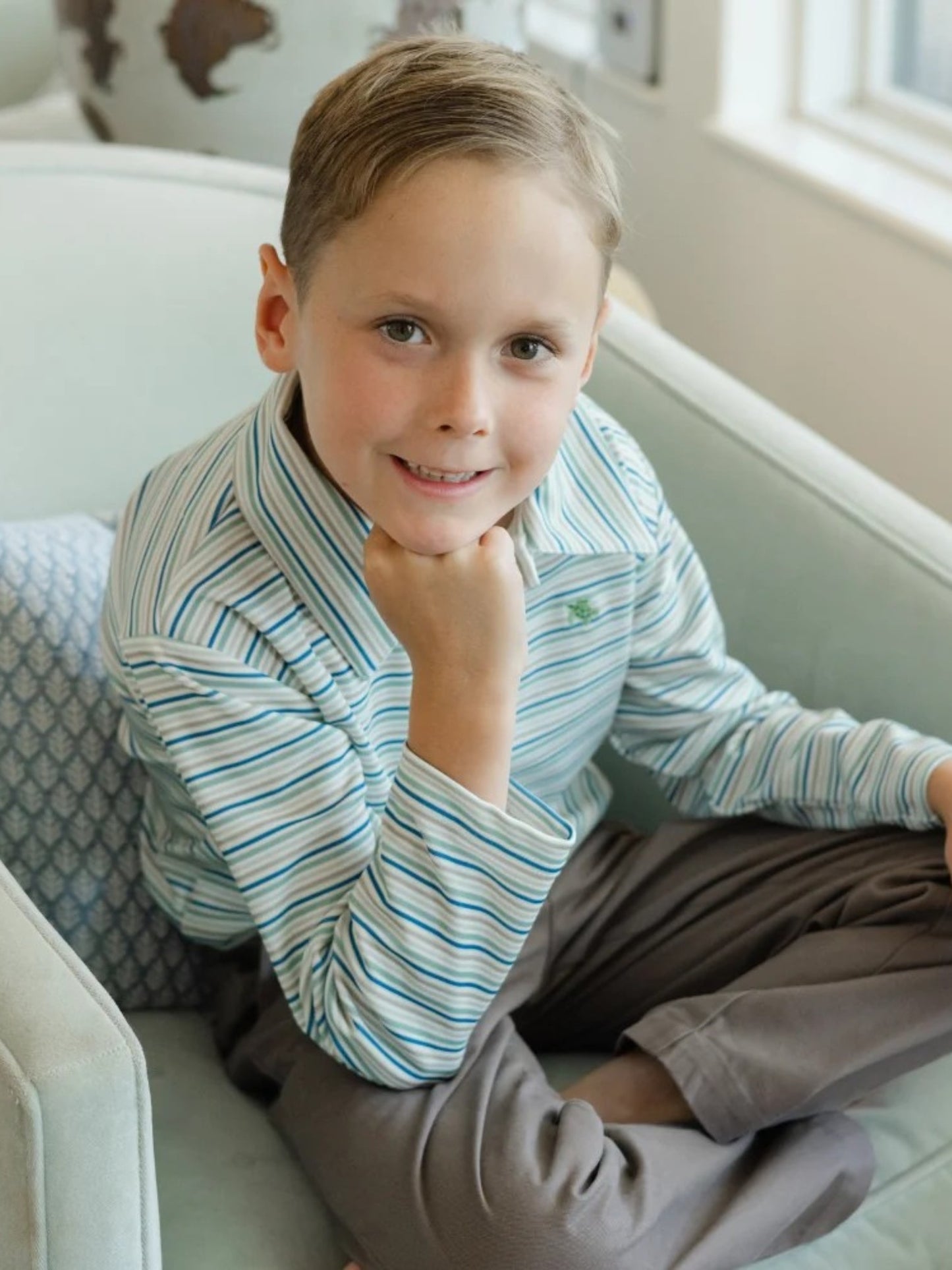 Bailey Boys Harry Stripe Performance Polo